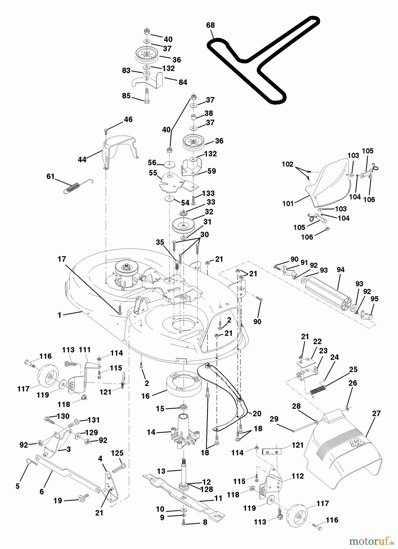 Husqvarna Rasen und Garten Traktoren YTH 150 (954140007D) - Husqvarna Yard Tractor (1998-02 & After) Mower Deck