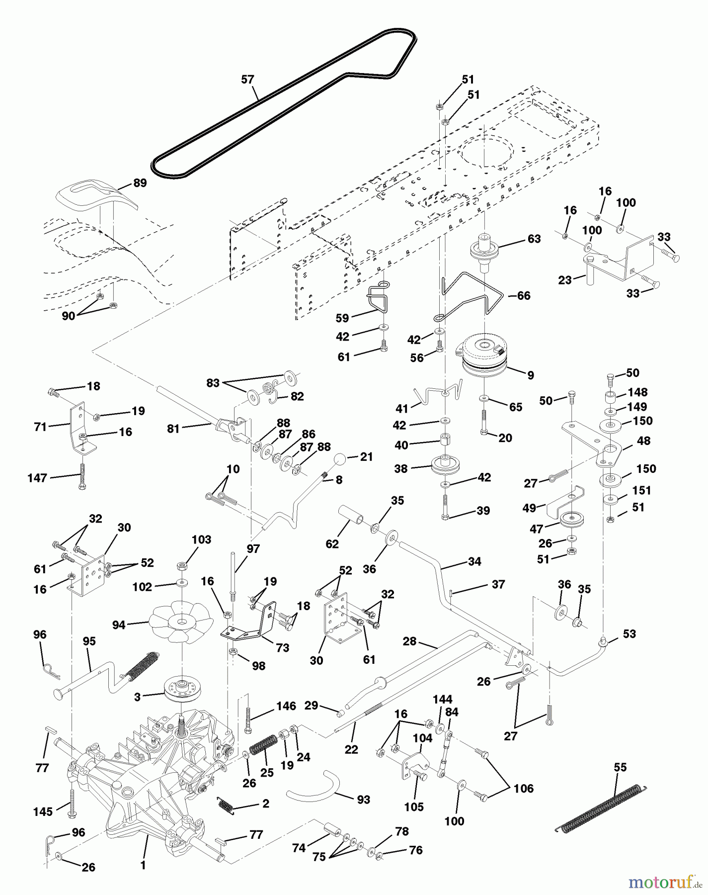 Husqvarna Rasen und Garten Traktoren YTH 150 (954140007E) - Husqvarna Yard Tractor (1998-02 & After) Drive