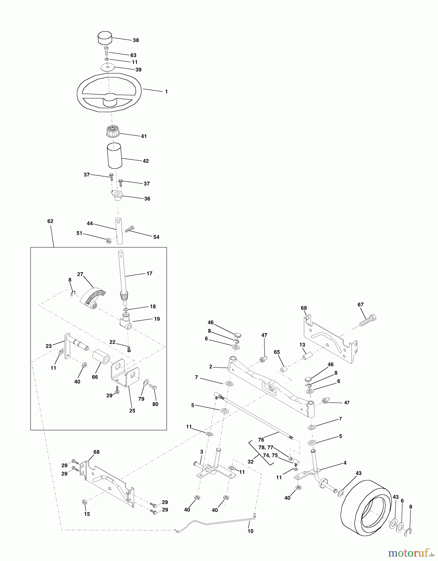 Husqvarna Rasen und Garten Traktoren YTH 150 (954140007J) - Husqvarna Yard Tractor (1999-03 & After) Steering Assembly