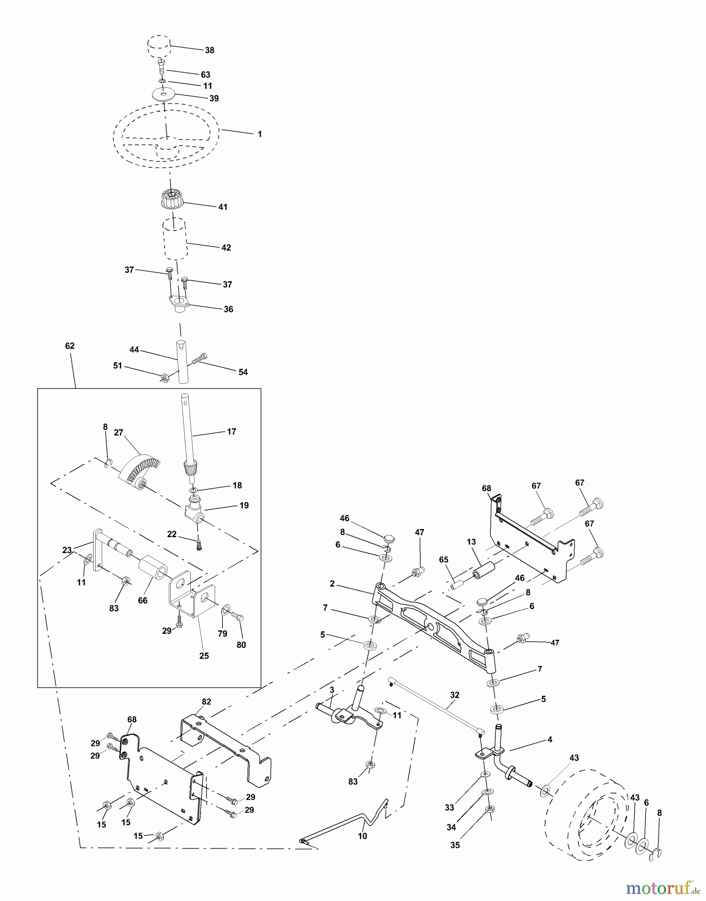 Husqvarna Rasen und Garten Traktoren YTH 150 (954140108A) - Husqvarna Yard Tractor (1999-11 & After) Steering Assembly