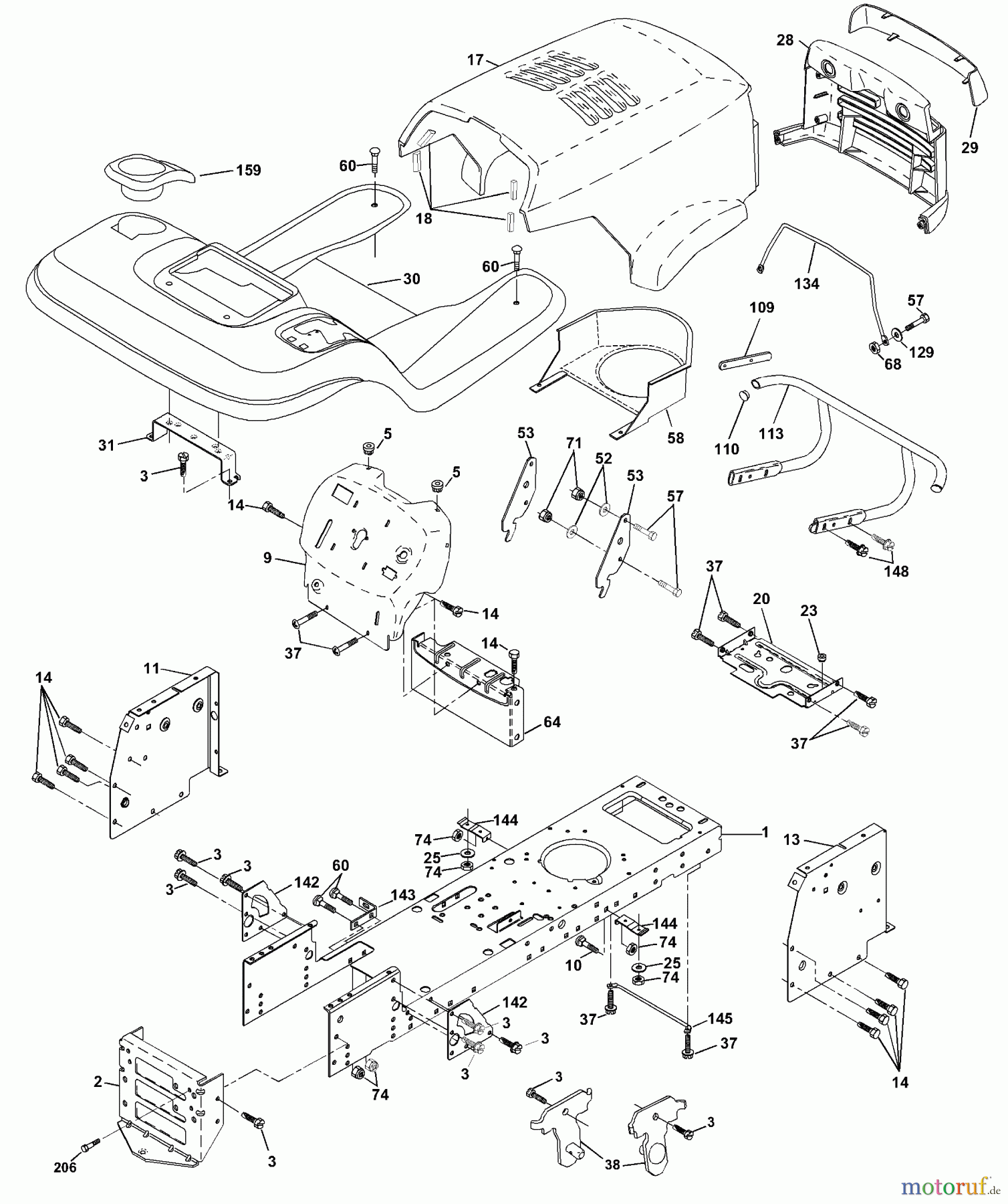 Husqvarna Rasen und Garten Traktoren YTH 150 (954140108B) - Husqvarna Yard Tractor (1999-11 & After) Chassis And Enclosures