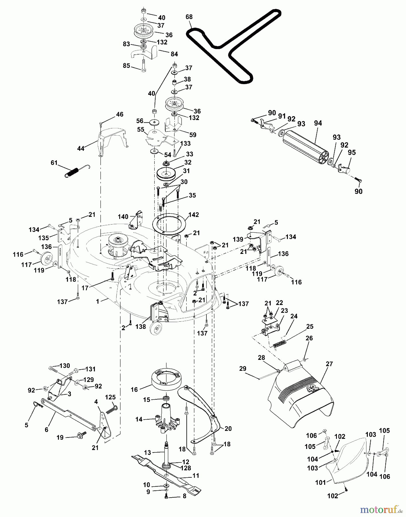Husqvarna Rasen und Garten Traktoren YTH 150 (954140108B) - Husqvarna Yard Tractor (1999-11 & After) Mower Deck