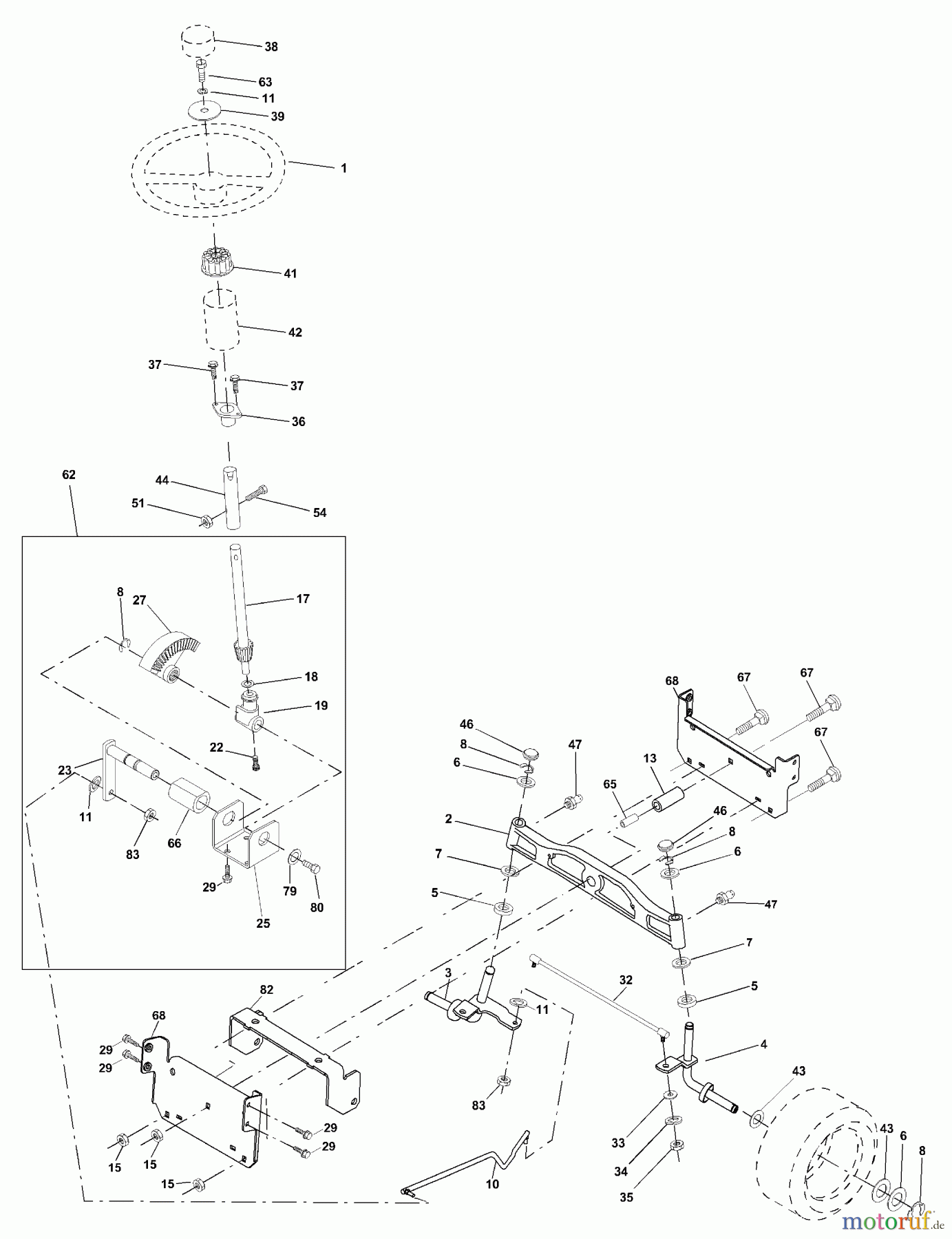 Husqvarna Rasen und Garten Traktoren YTH 150 (954140108B) - Husqvarna Yard Tractor (1999-11 & After) Steering Assembly