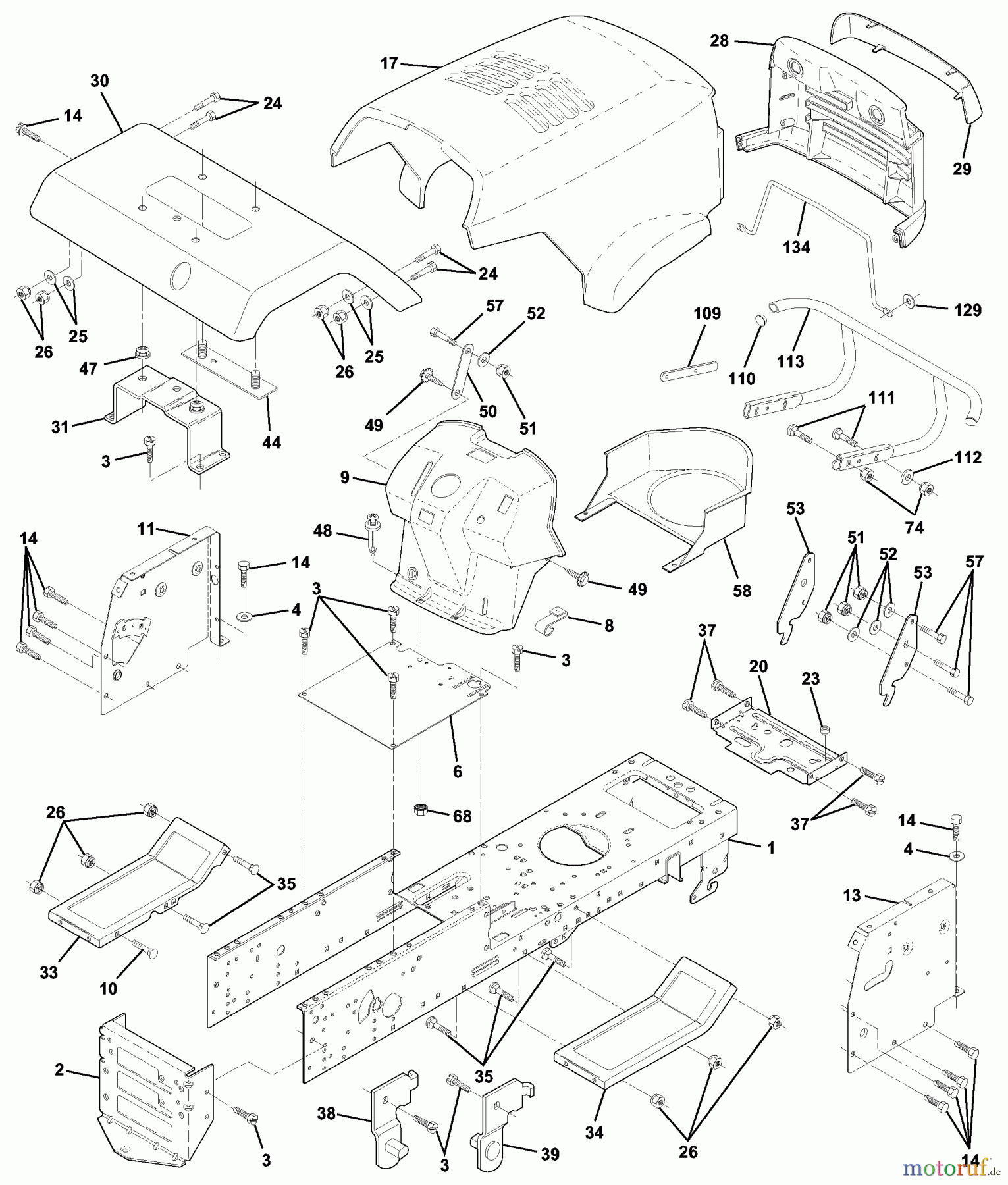 Husqvarna Rasen und Garten Traktoren YTH 150 (954830081A) - Husqvarna Yard Tractor (1995-10 & After) Chassis And Enclosures