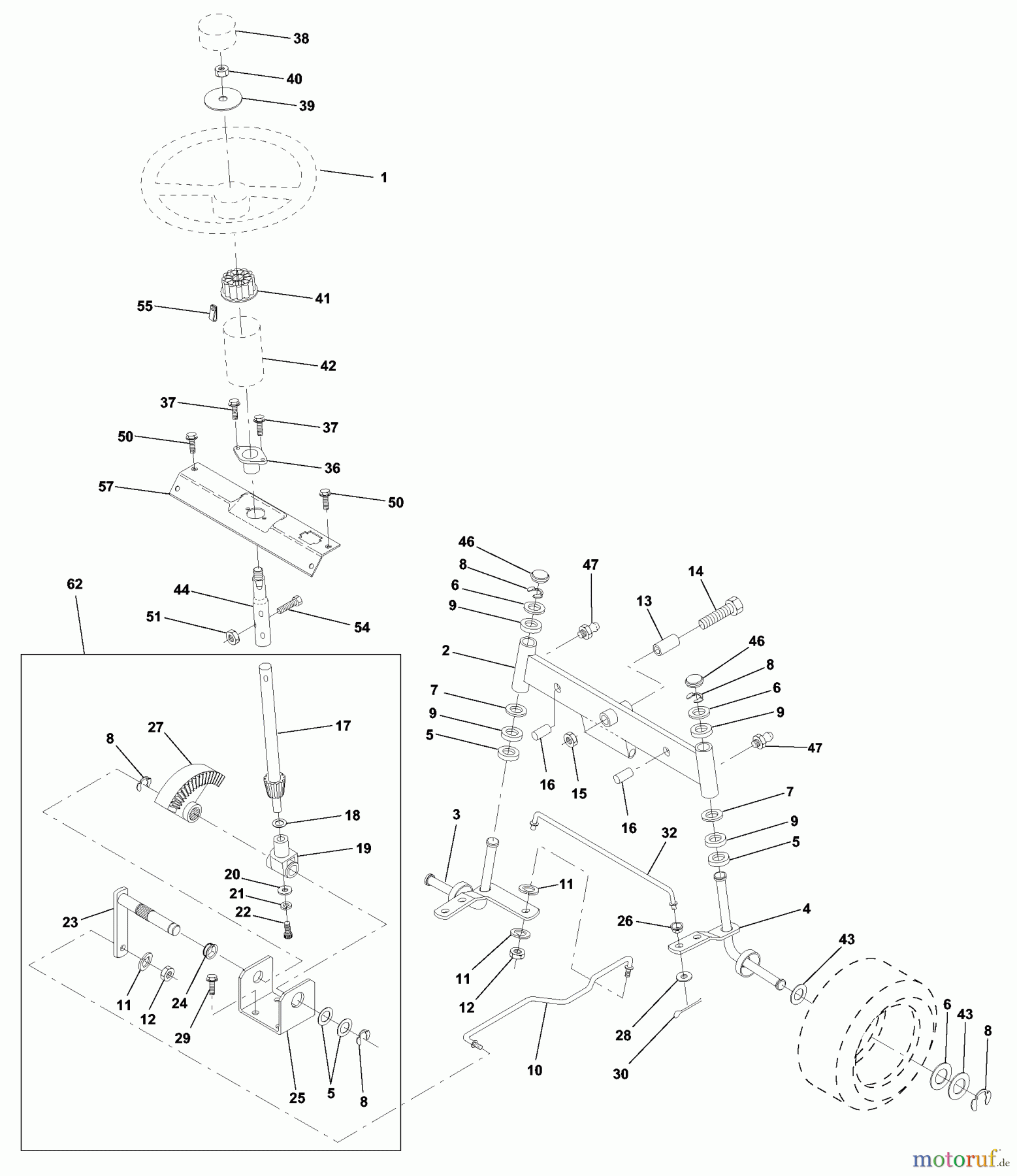 Husqvarna Rasen und Garten Traktoren YTH 150 (954830081A) - Husqvarna Yard Tractor (1995-10 & After) Steering Assembly