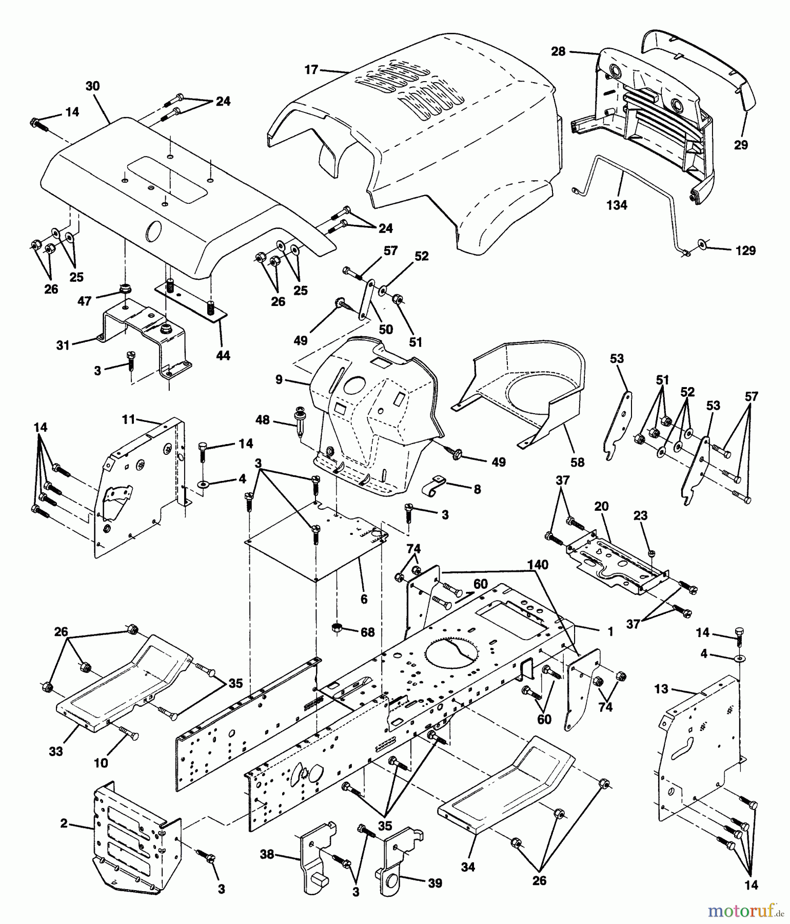  Husqvarna Rasen und Garten Traktoren YTH 150 (954880011) (HCYTH150B) - Husqvarna Yard Tractor (1996-01 & After) Chassis And Enclosures