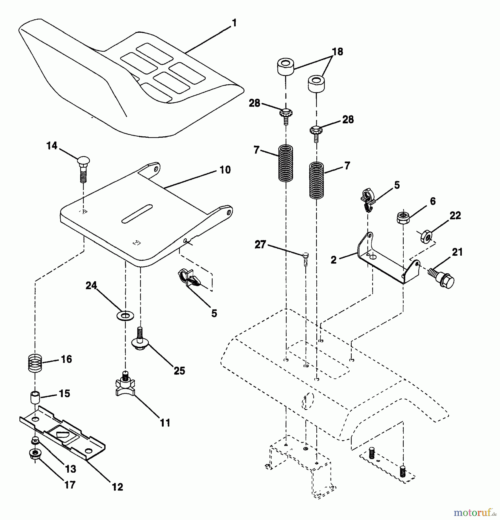 Husqvarna Rasen und Garten Traktoren YTH 150 (954880011) (HCYTH150B) - Husqvarna Yard Tractor (1996-01 & After) Seat Assembly