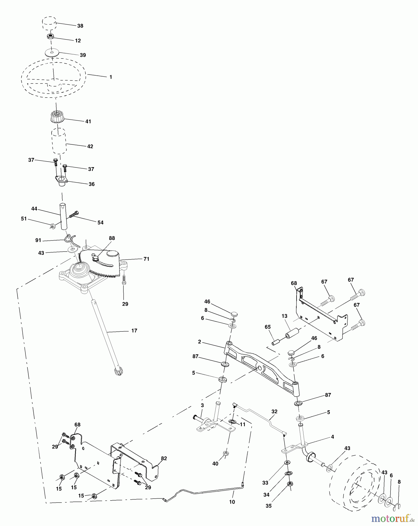Husqvarna Rasen und Garten Traktoren YTH 1542 (954568526) (YTHK1542B) - Husqvarna Yard Tractor (2002-02 & After) Steering Assembly