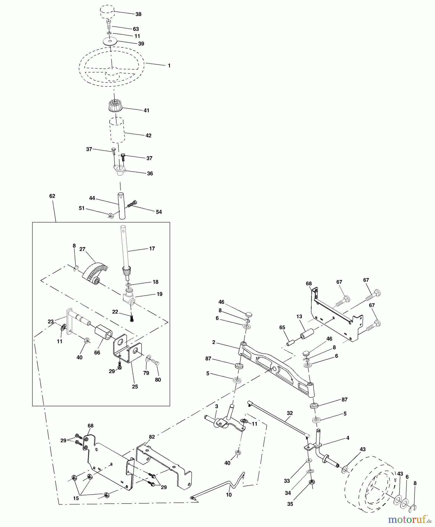 Husqvarna Rasen und Garten Traktoren YTH 1542A (954567048) - Husqvarna Yard Tractor (2000-11 & After) Steering Assembly