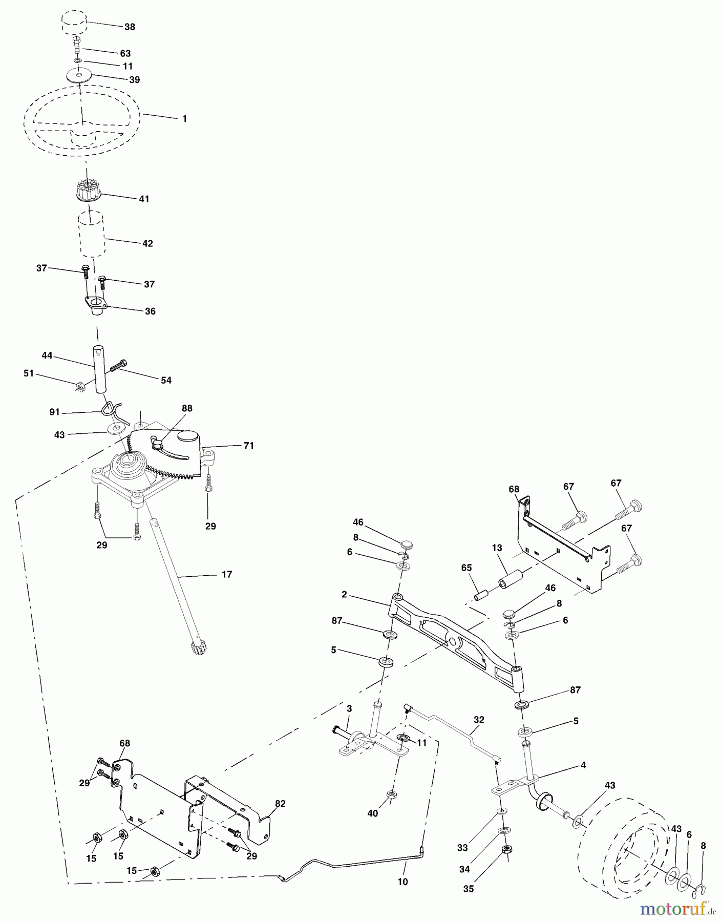 Husqvarna Rasen und Garten Traktoren YTH 1542C (954567048) - Husqvarna Yard Tractor (2001-04 & After) Steering Assembly