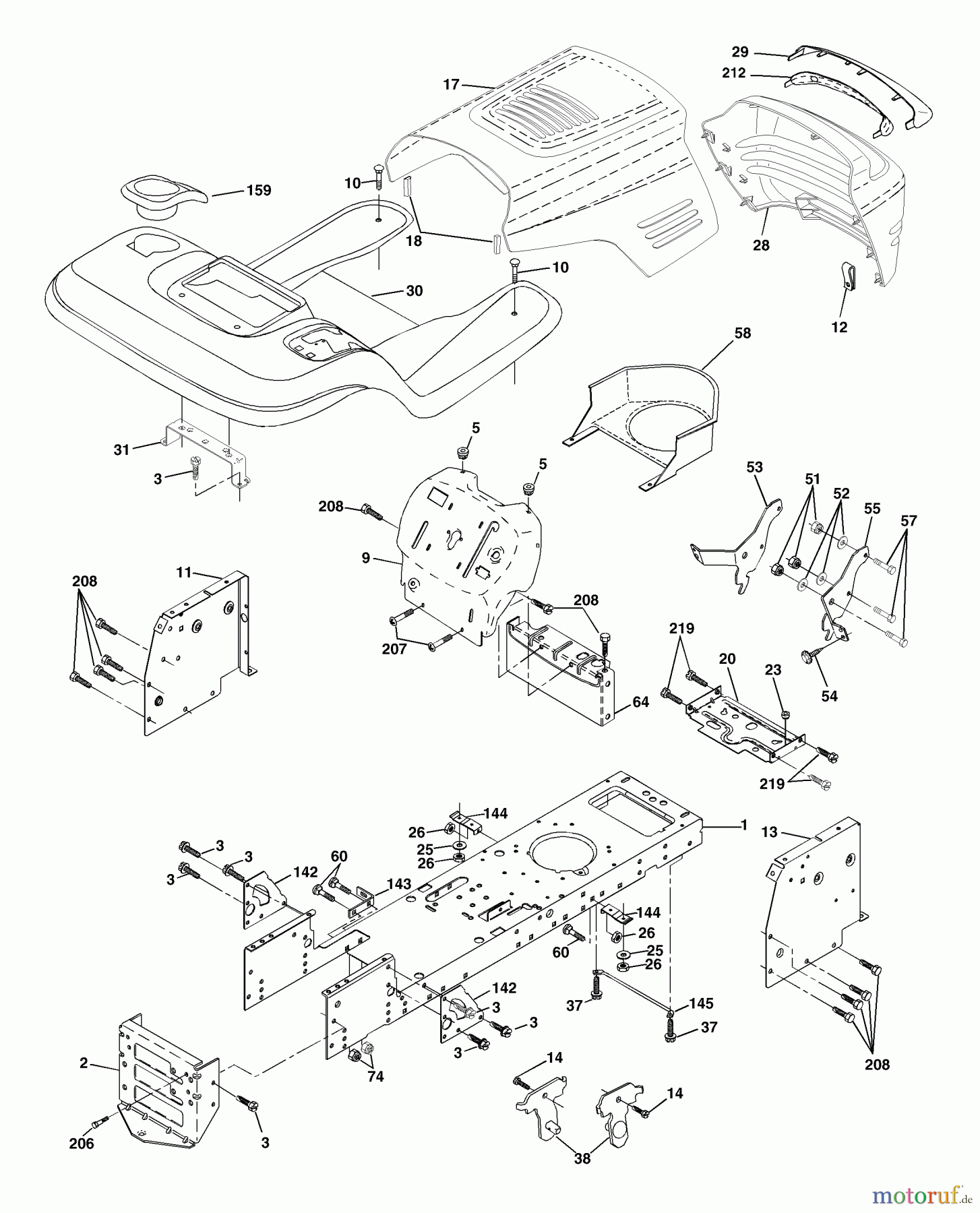 Husqvarna Rasen und Garten Traktoren YTH 1542XPF (954567253) - Husqvarna Yard Tractor (2002-02 & After) Chassis And Enclosures