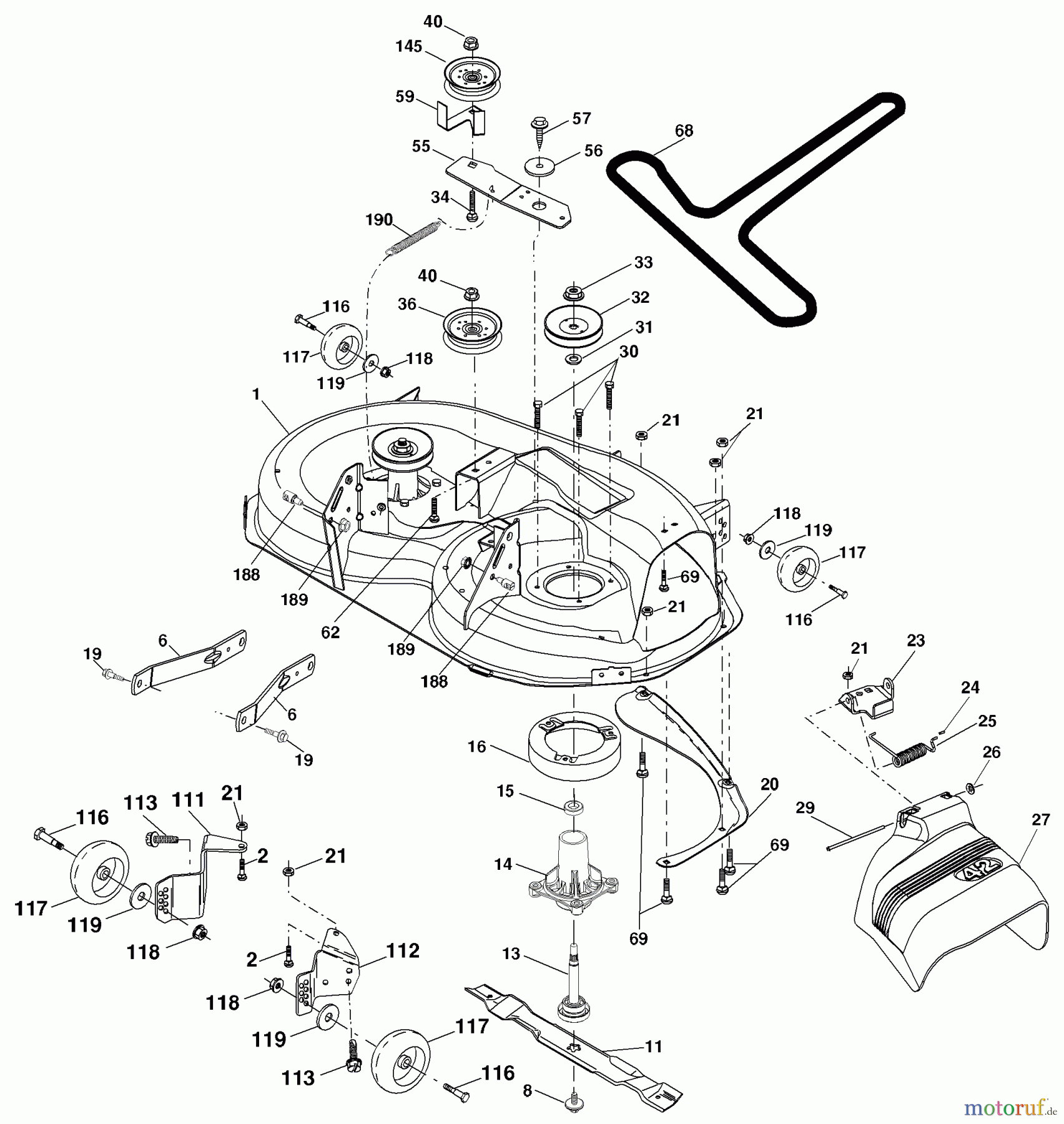 Husqvarna Rasen und Garten Traktoren YTH 1542XPT (96043000603) - Husqvarna Yard Tractor (2008-01 & After) Mower Deck