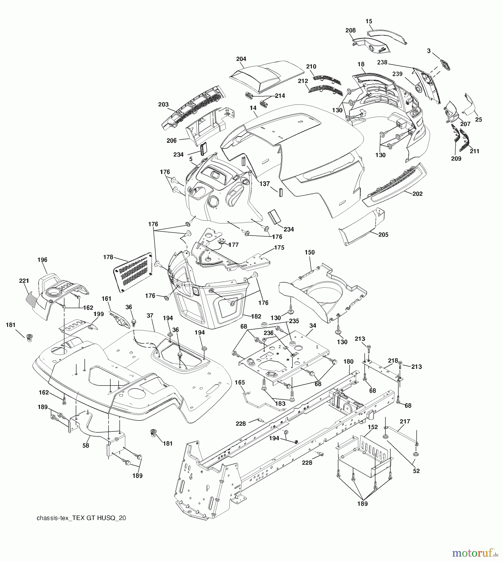 Husqvarna Rasen und Garten Traktoren YTH 1542XPT (96043005100) - Husqvarna Yard Tractor (2007-12 & After) (California) Chassis