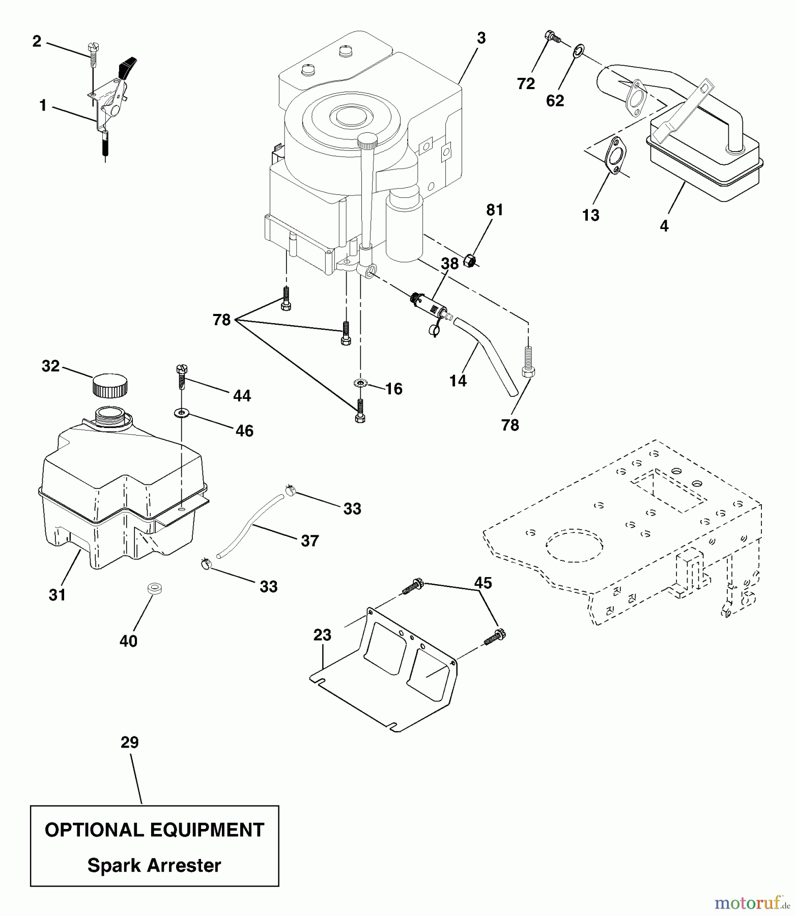 Husqvarna Rasen und Garten Traktoren YTH 1542A (954567048) - Husqvarna Yard Tractor (2000-11 & After) Engine