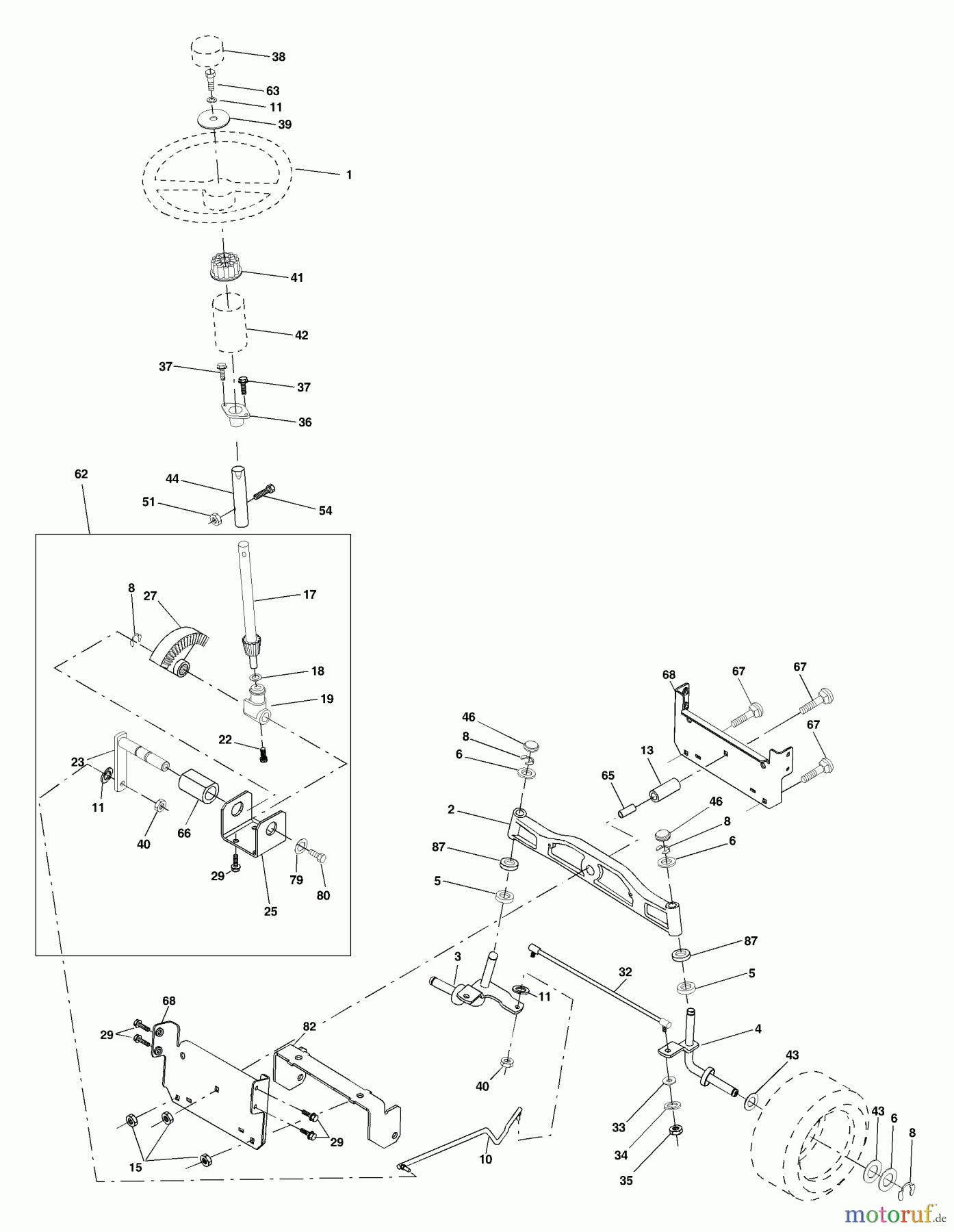 Husqvarna Rasen und Garten Traktoren YTH 1746A (954567055) - Husqvarna Yard Tractor (2000-11 & After) Steering
