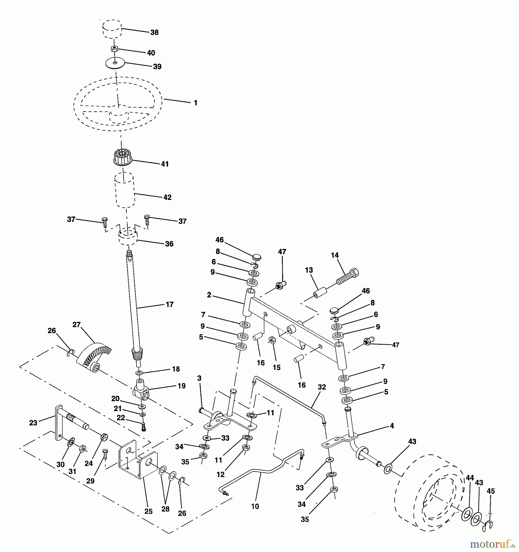 Husqvarna Rasen und Garten Traktoren YTH 180 (954000662) (HN18H42A) - Husqvarna Yard Tractor (1994-01 & After) Steering Assembly