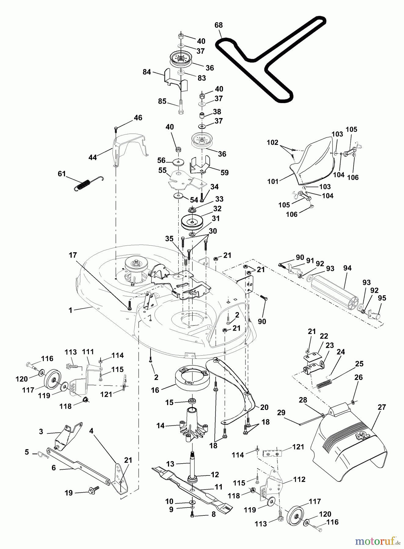 Husqvarna Rasen und Garten Traktoren YTH 180 (954001082A) - Husqvarna Yard Tractor (1994-07 & After) Mower - 42