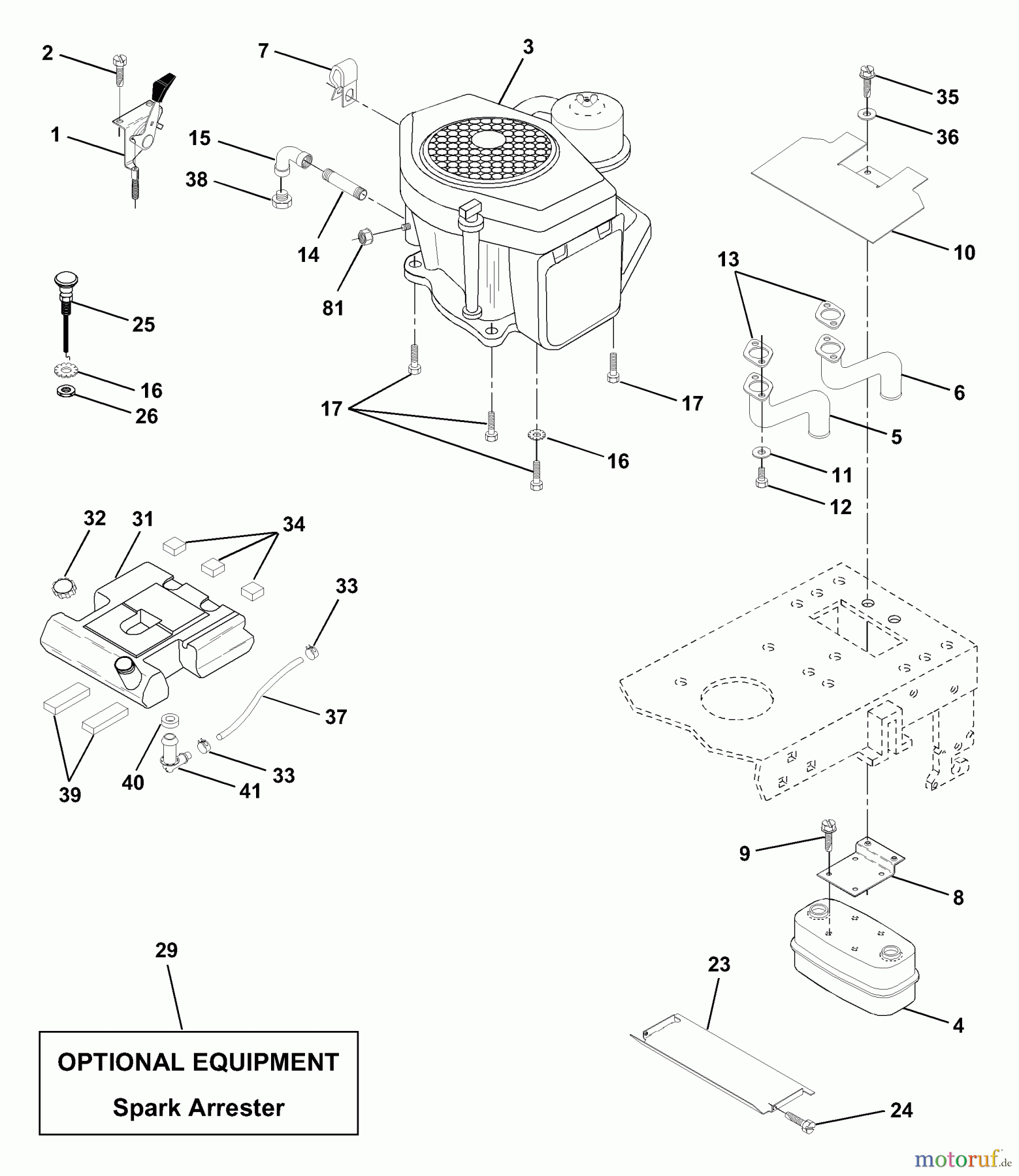 Husqvarna Rasen und Garten Traktoren YTH 180 (954001082B) - Husqvarna Yard Tractor (1994-12 & After) Engine