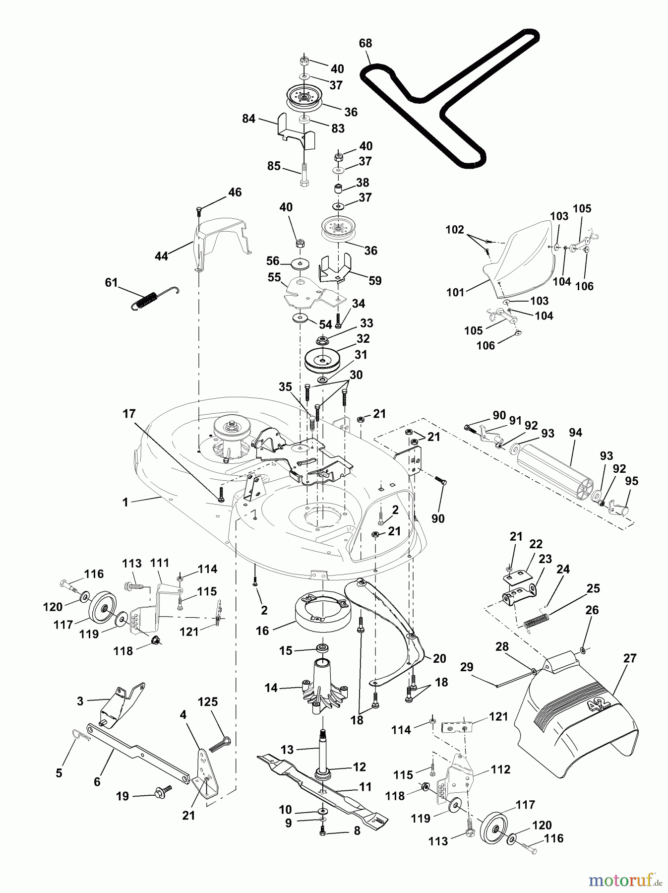 Husqvarna Rasen und Garten Traktoren YTH 180 (954001082B) - Husqvarna Yard Tractor (1994-12 & After) Mower Deck