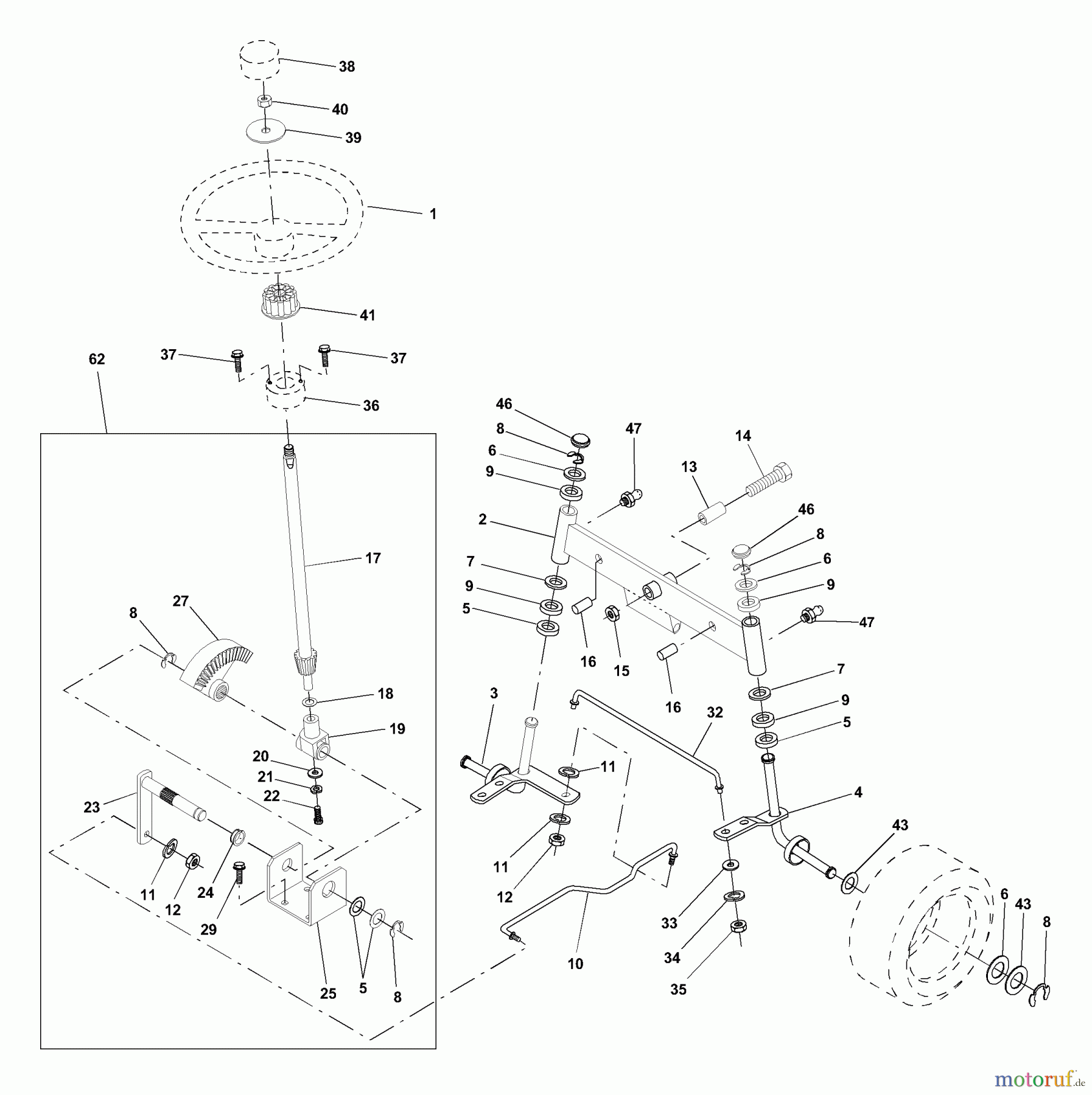 Husqvarna Rasen und Garten Traktoren YTH 180 (954001082B) - Husqvarna Yard Tractor (1994-12 & After) Steering Assembly