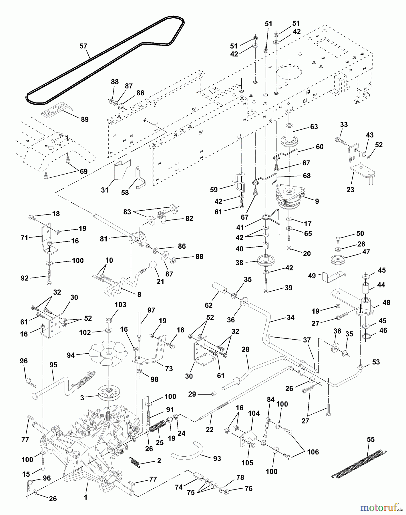 Husqvarna Rasen und Garten Traktoren YTH 180 (954001172A) - Husqvarna Yard Tractor (1994-07 & After) Drive