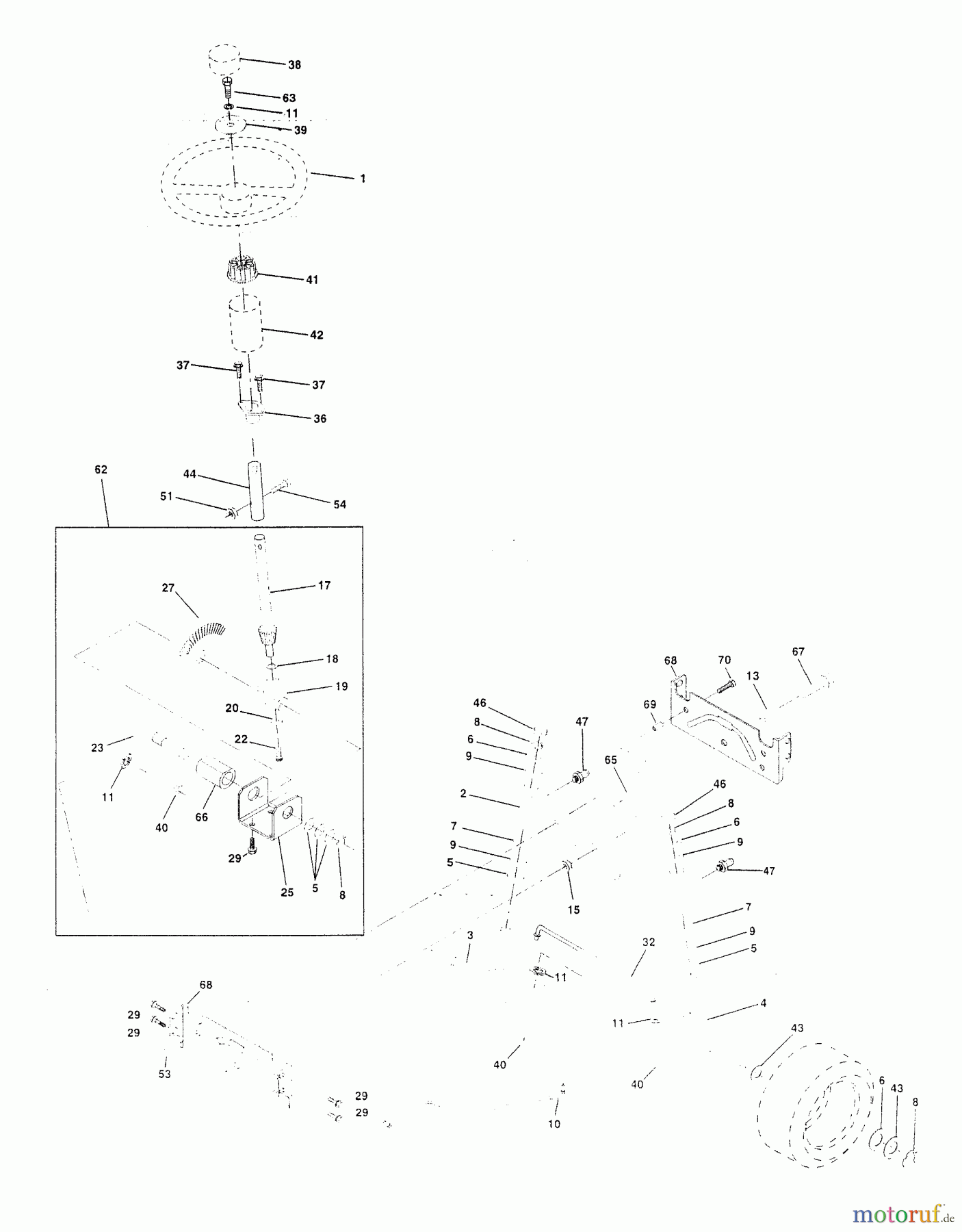 Husqvarna Rasen und Garten Traktoren YTH 180 (954140010) (HCYTH180C) - Husqvarna Yard Tractor (1997-01 to 1997-10) Steering Assembly