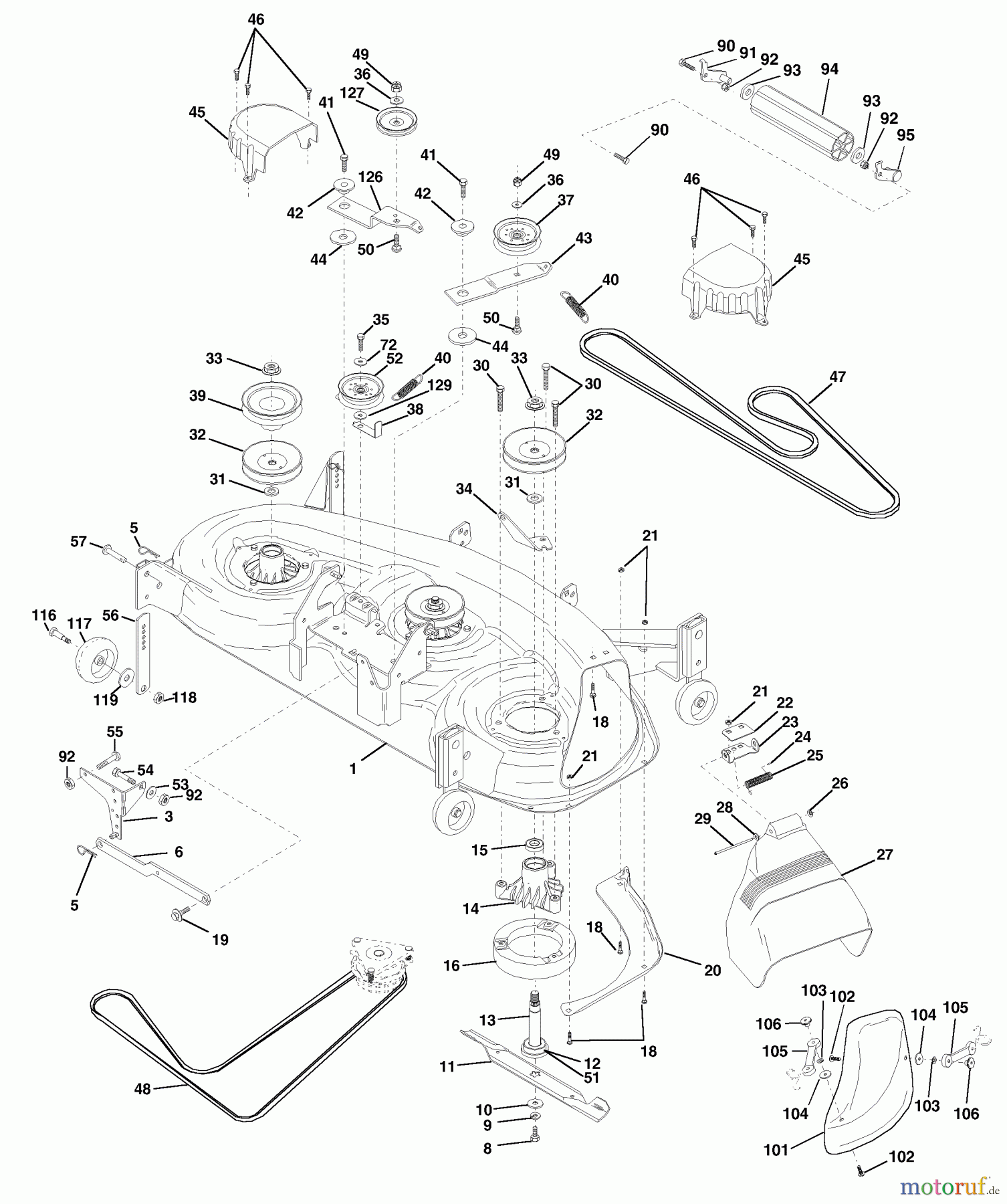  Husqvarna Rasen und Garten Traktoren YTH 180 (954140010) (HCYTH180E) - Husqvarna Yard Tractor (1997-11 & After) Mower Deck