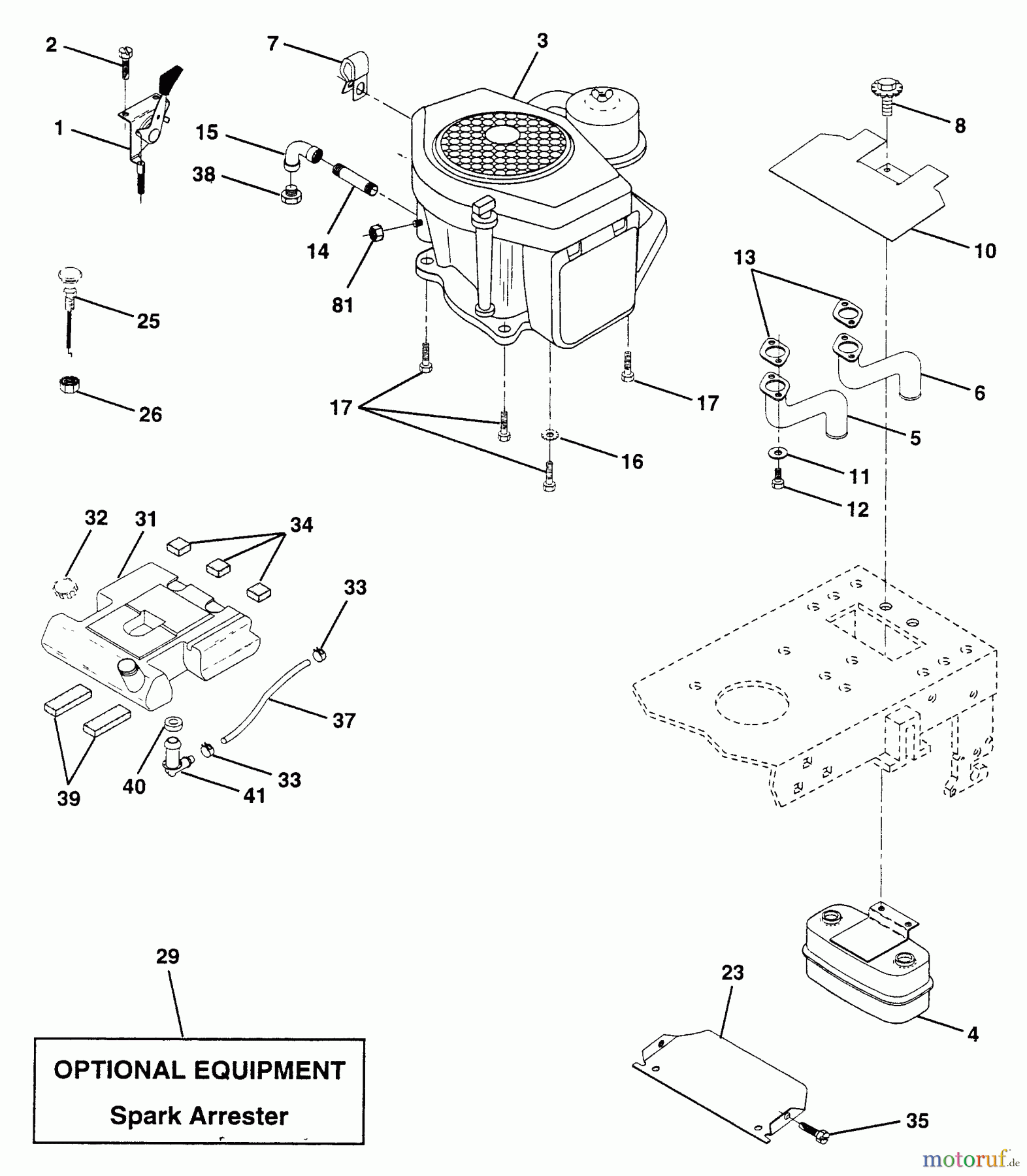 Husqvarna Rasen und Garten Traktoren YTH 180 (954140010B) - Husqvarna Yard Tractor (1996-12 & After) Engine