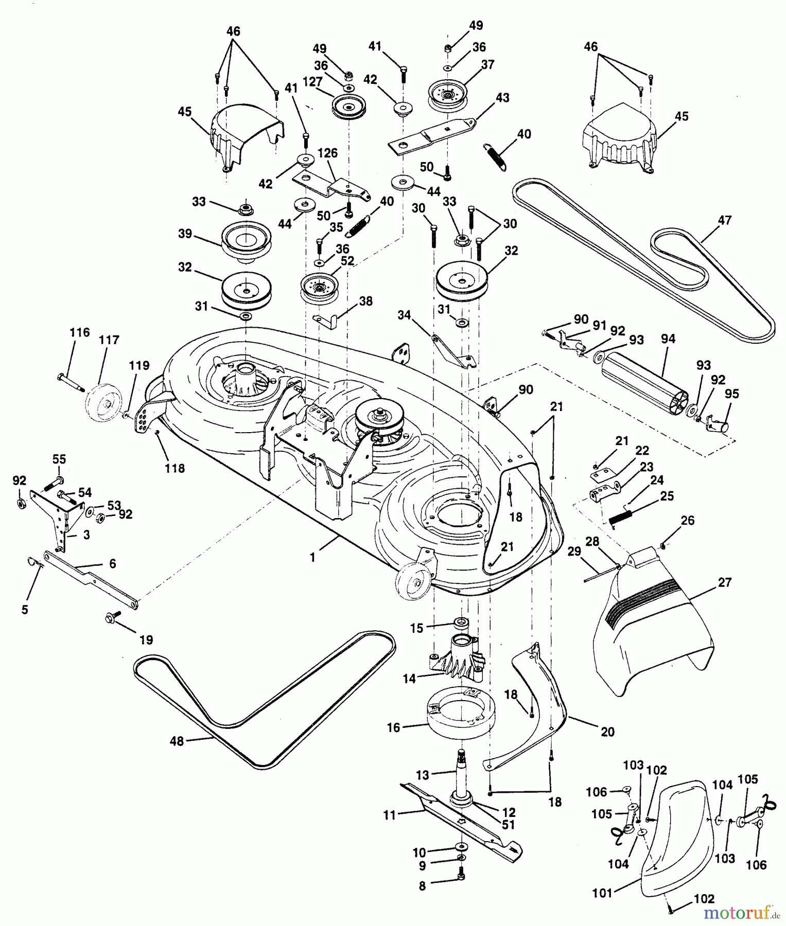 Husqvarna Rasen und Garten Traktoren YTH 180 (954140010B) - Husqvarna Yard Tractor (1996-12 & After) Mower Deck