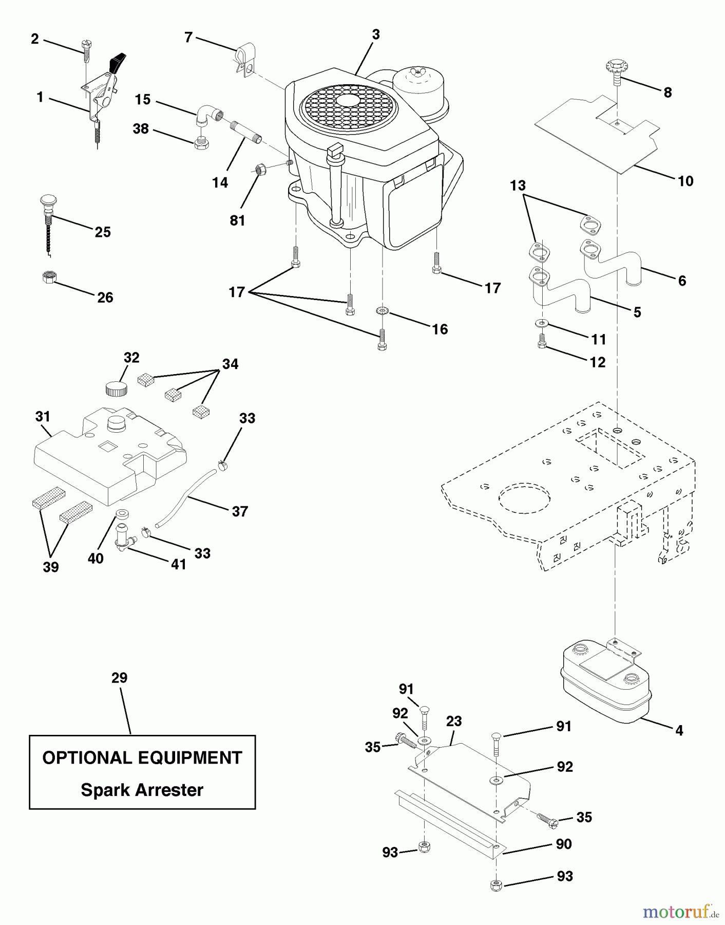 Husqvarna Rasen und Garten Traktoren YTH 180 (954140010C) - Husqvarna Yard Tractor (1997-12 & After) Engine