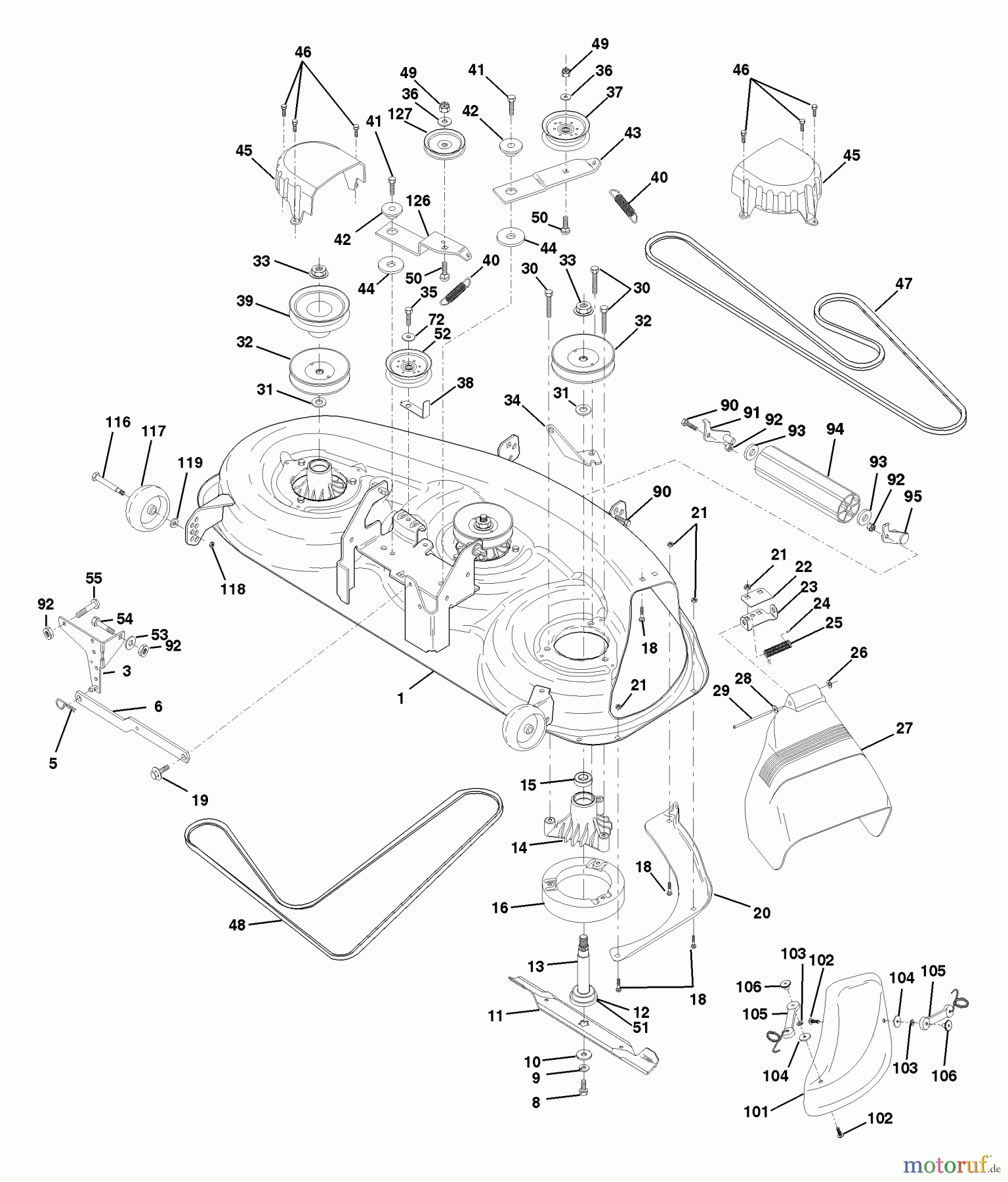 Husqvarna Rasen und Garten Traktoren YTH 180 (954140010C) - Husqvarna Yard Tractor (1997-12 & After) Mower Deck