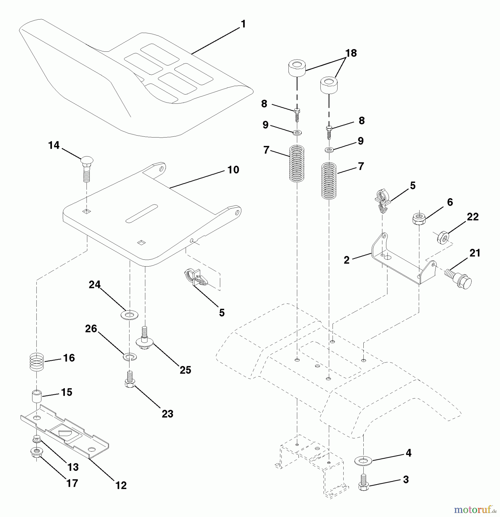 Husqvarna Rasen und Garten Traktoren YTH 180 (954140010C) - Husqvarna Yard Tractor (1997-12 & After) Seat Assembly
