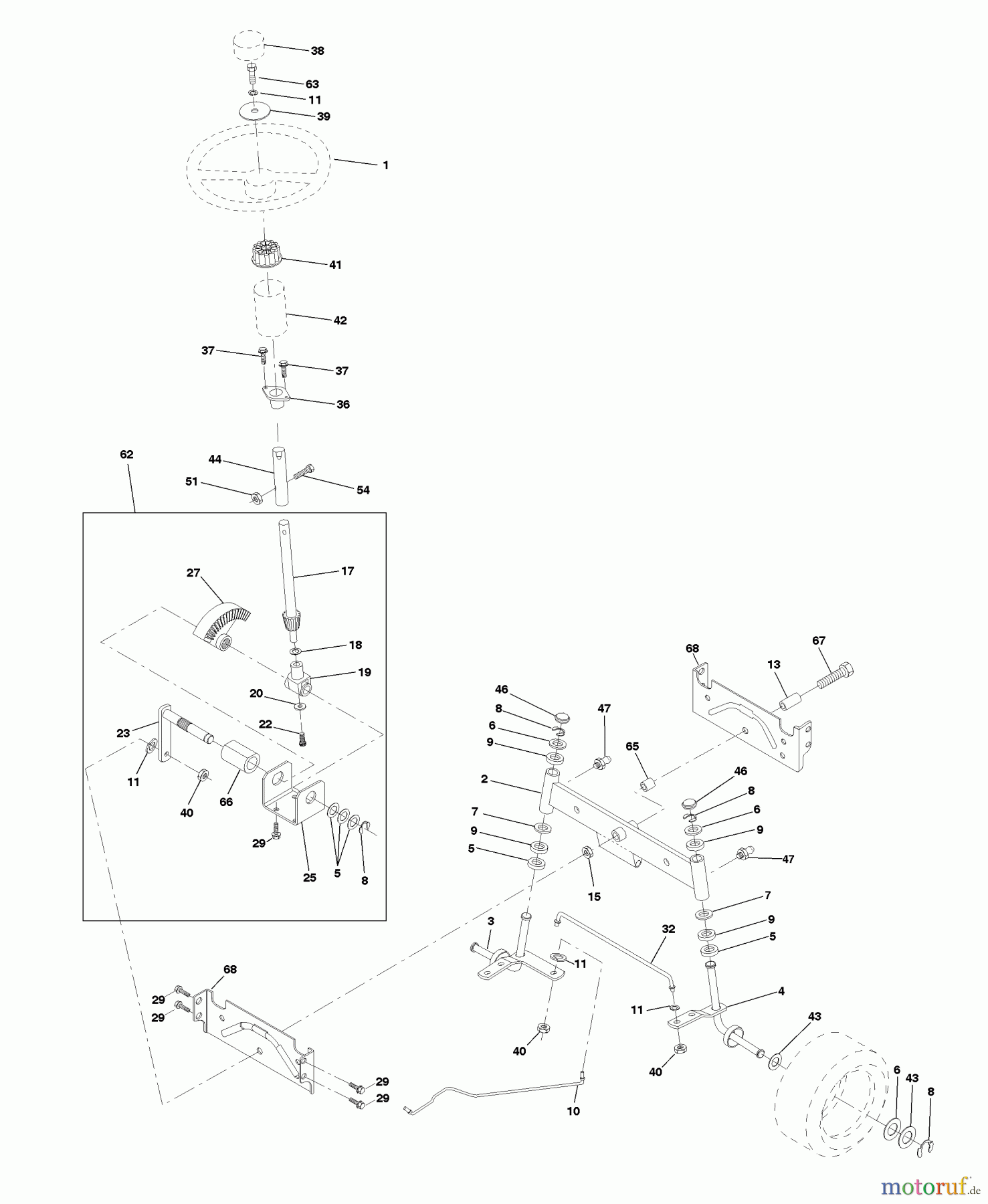 Husqvarna Rasen und Garten Traktoren YTH 180 (954140010E) - Husqvarna Yard Tractor (1998-02 to 1998-05) Steering Assembly