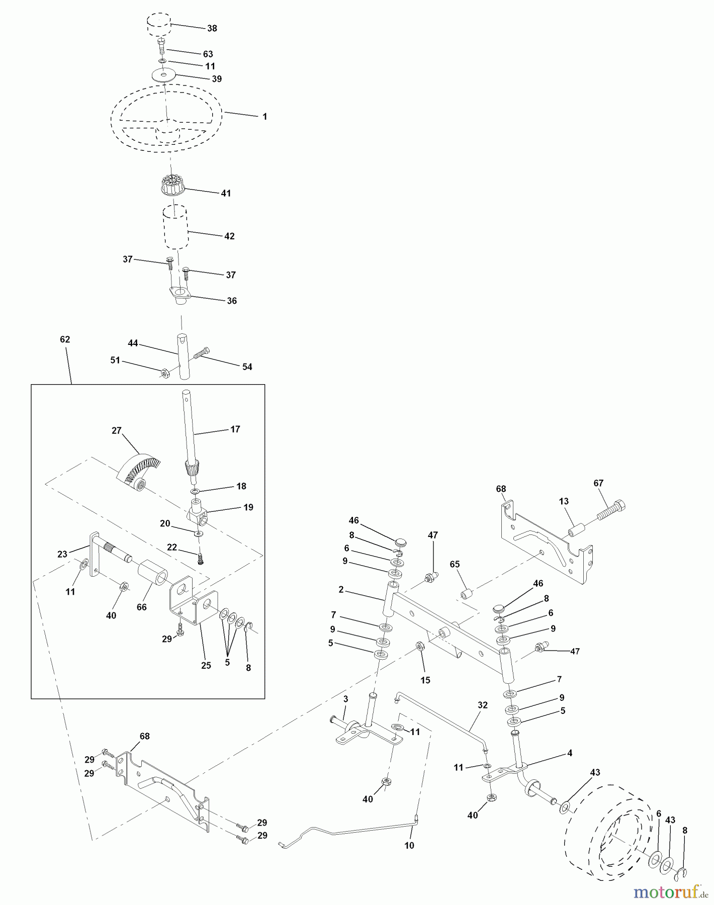Husqvarna Rasen und Garten Traktoren YTH 180 (954140010E) - Husqvarna Yard Tractor (1998-06 & After) Steering Assembly
