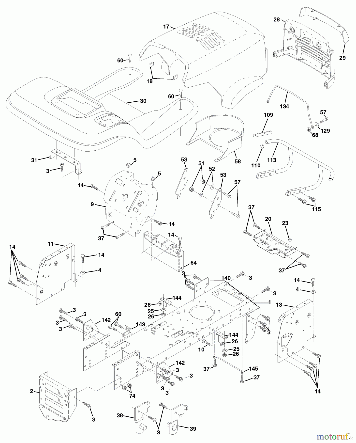 Husqvarna Rasen und Garten Traktoren YTH 180 (954140010F) - Husqvarna Yard Tractor (1998-07 to 1998-07) Chassis And Enclosures