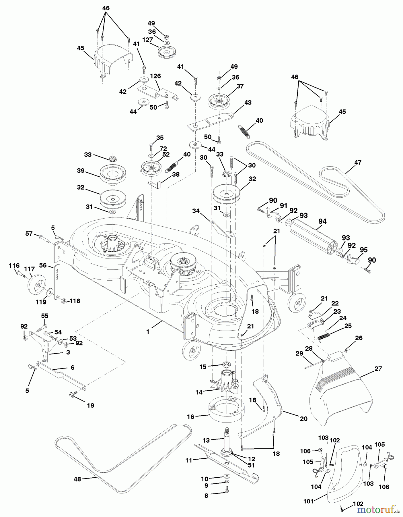 Husqvarna Rasen und Garten Traktoren YTH 180 (954140010F) - Husqvarna Yard Tractor (1998-07 to 1998-07) Mower Deck
