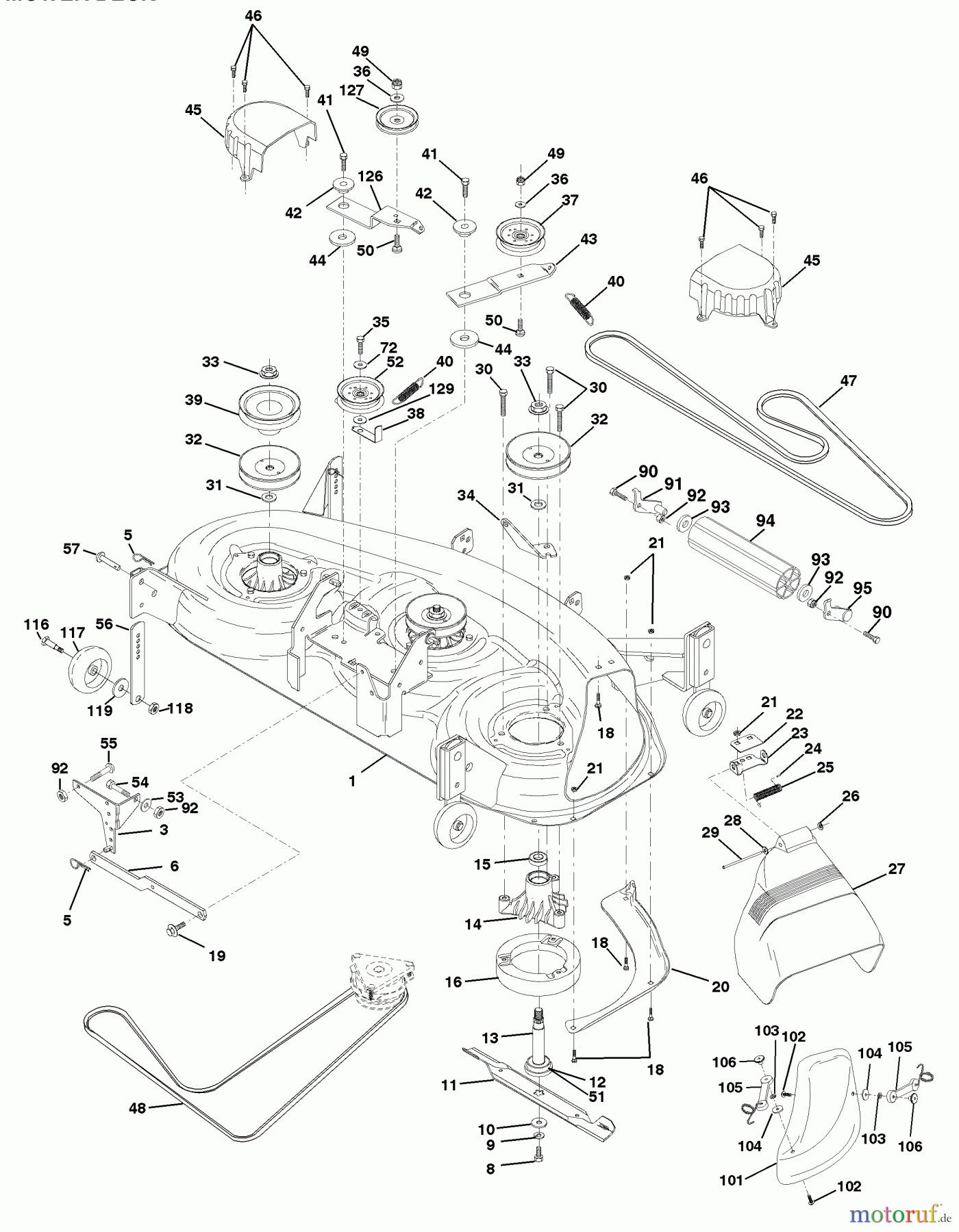 Husqvarna Rasen und Garten Traktoren YTH 180 (954140010F) - Husqvarna Yard Tractor (1998-08 & After) Mower Deck