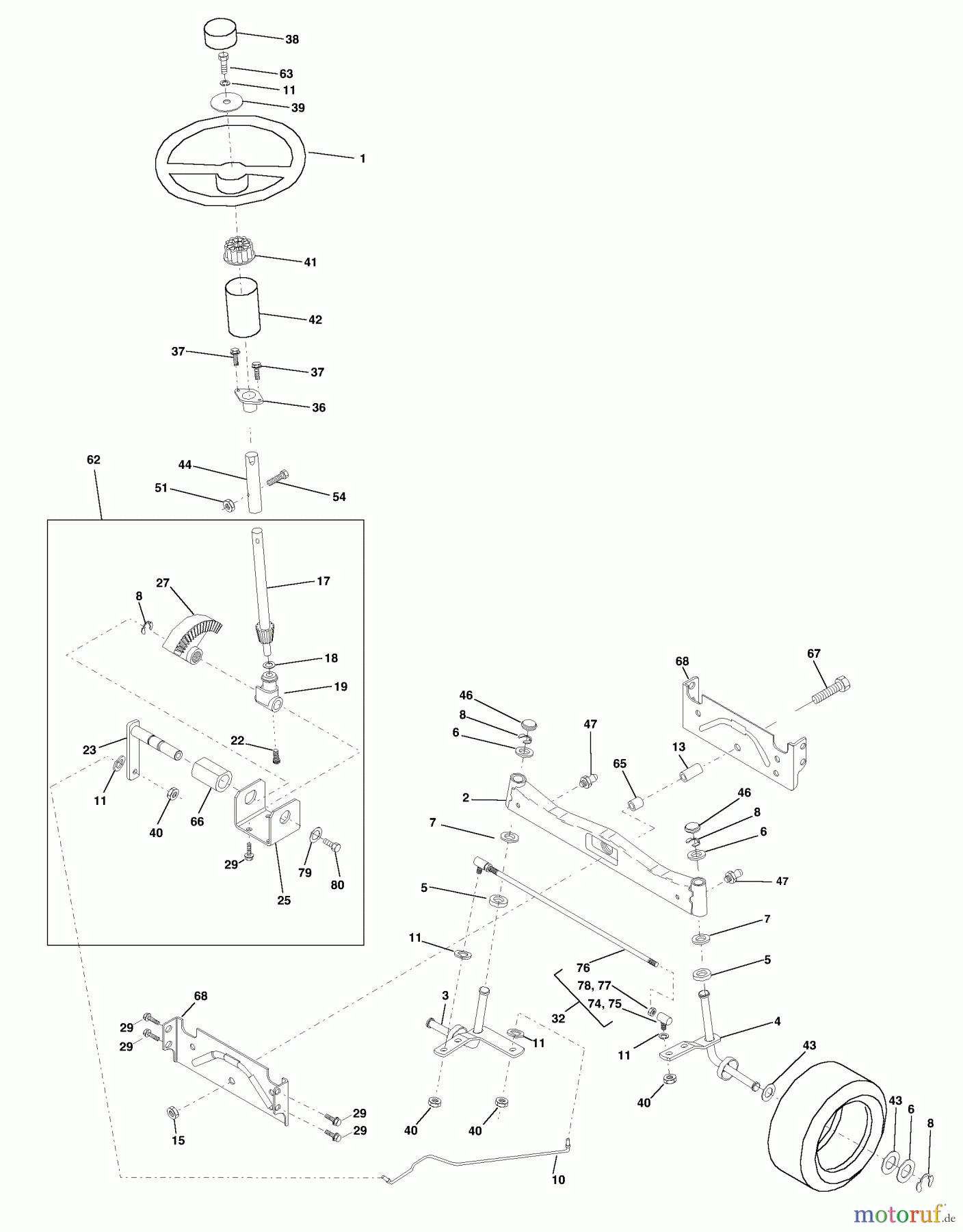 Husqvarna Rasen und Garten Traktoren YTH 180 (954140010H) - Husqvarna Yard Tractor (1999-03 & After) Steering Assembly