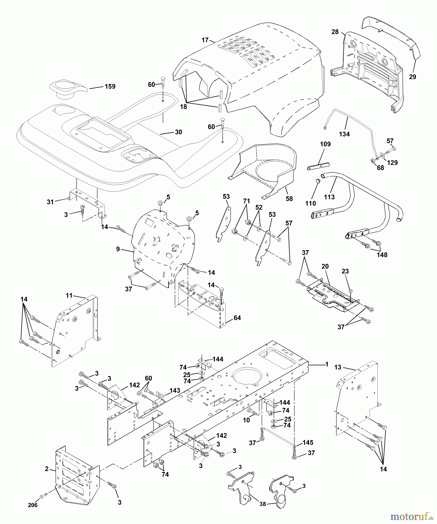 Husqvarna Rasen und Garten Traktoren YTH 180 (954140109A) - Husqvarna Yard Tractor (1999-10 & After) Chassis And Enclosures