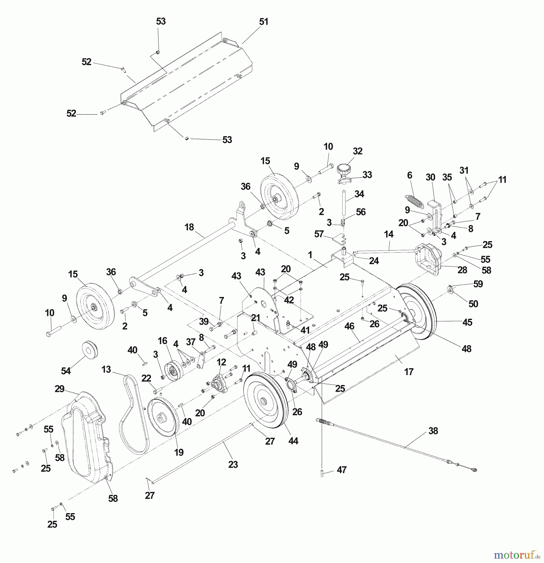 Husqvarna Belüfter / Vertikutierer / Rechen DT 22 HNR (968999366) - Husqvarna Dethatcher (2005-11 & After) Body Assembly