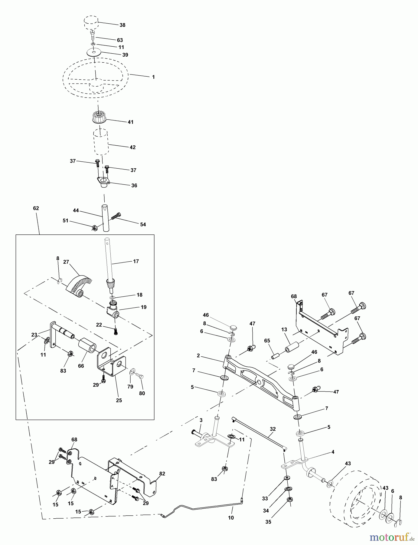 Husqvarna Rasen und Garten Traktoren YTH 180 (954140109A) - Husqvarna Yard Tractor (1999-10 & After) Steering Assembly