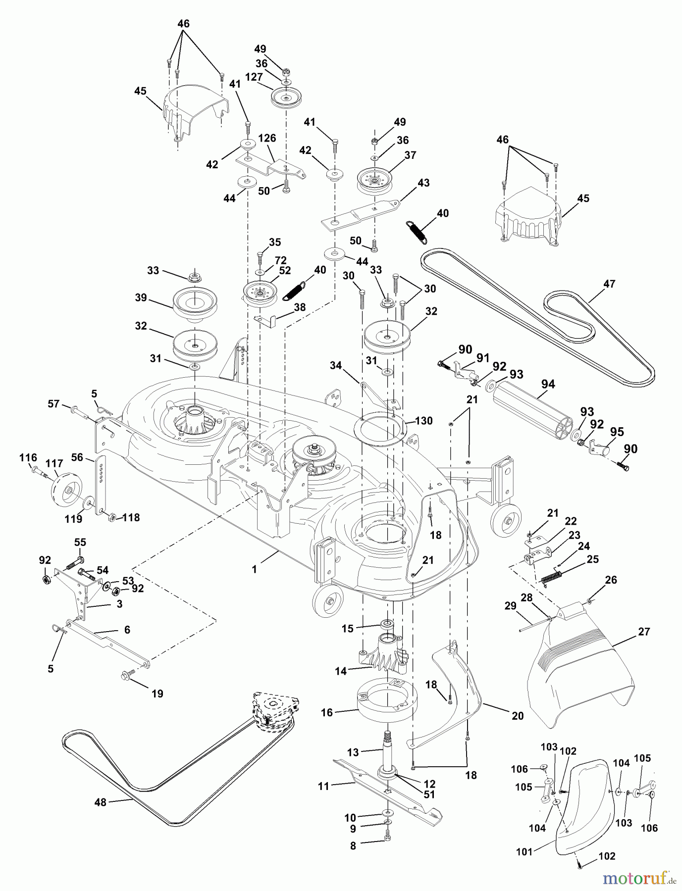 Husqvarna Rasen und Garten Traktoren YTH 180 (954140109B) - Husqvarna Yard Tractor (1999-11 & After) Mower Deck