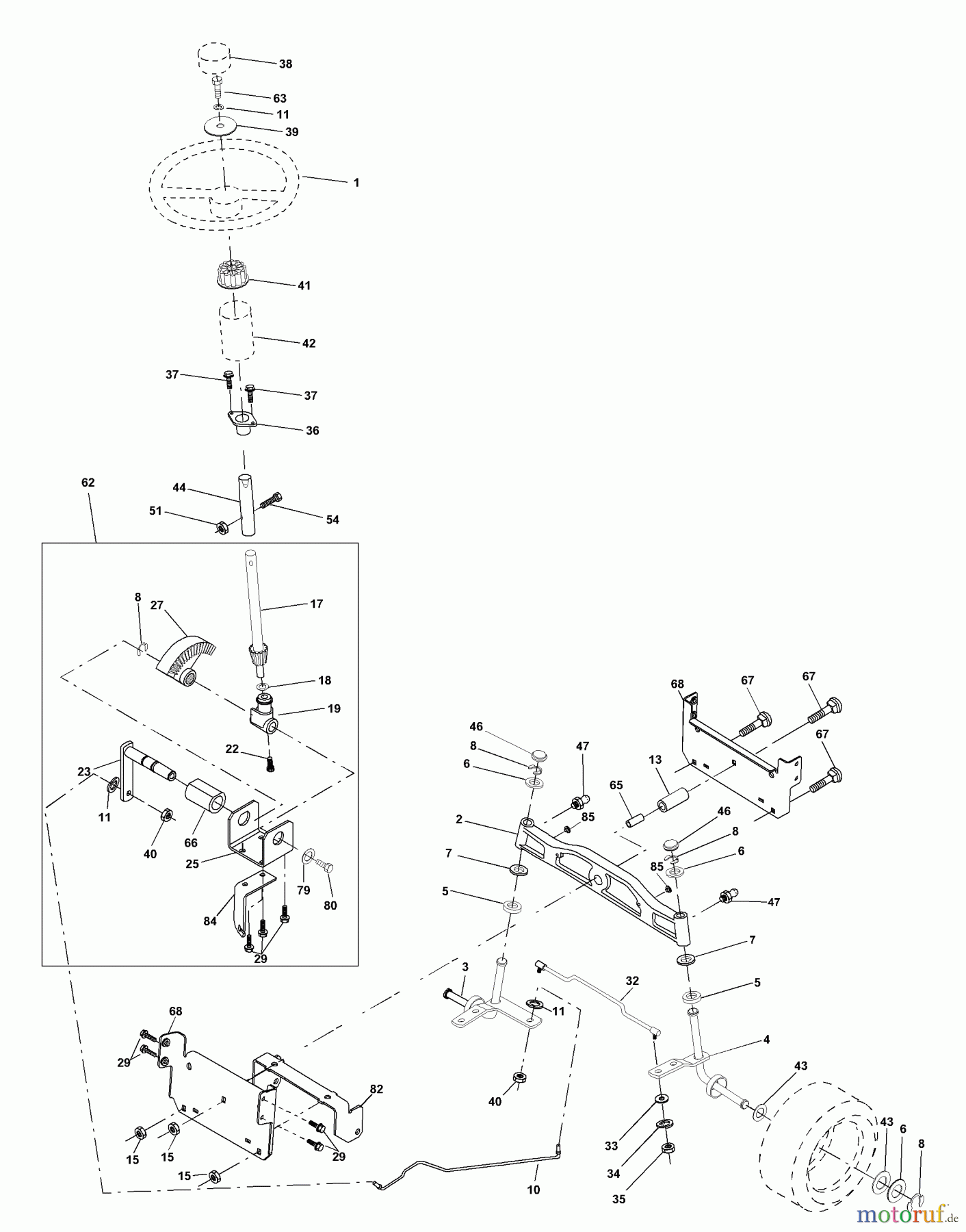 Husqvarna Rasen und Garten Traktoren YTH 180 (954140109B) - Husqvarna Yard Tractor (1999-11 & After) Steering Assembly
