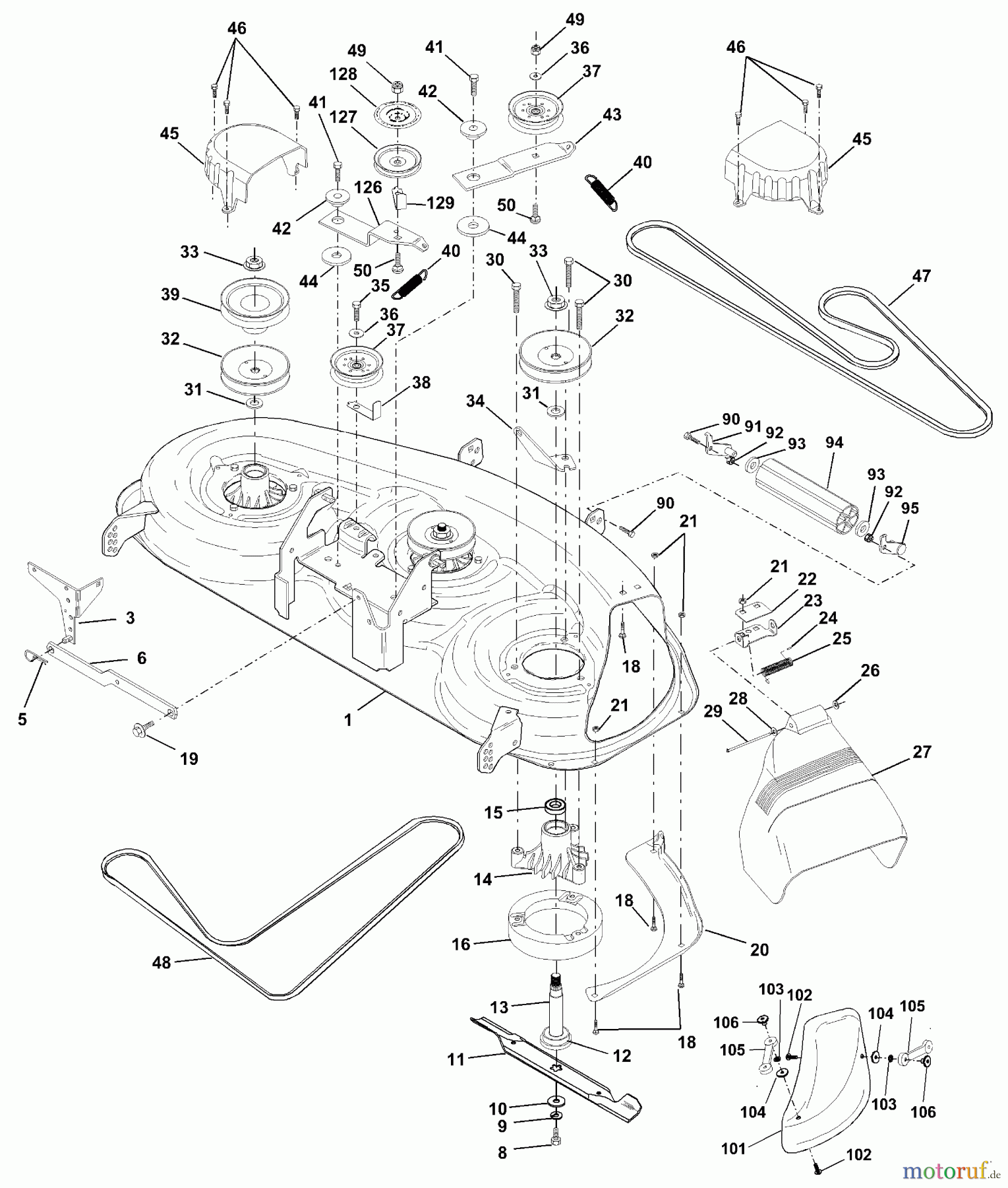 Husqvarna Rasen und Garten Traktoren YTH 180 (954830145A) - Husqvarna Yard Tractor (1995-10 & After) Mower Deck
