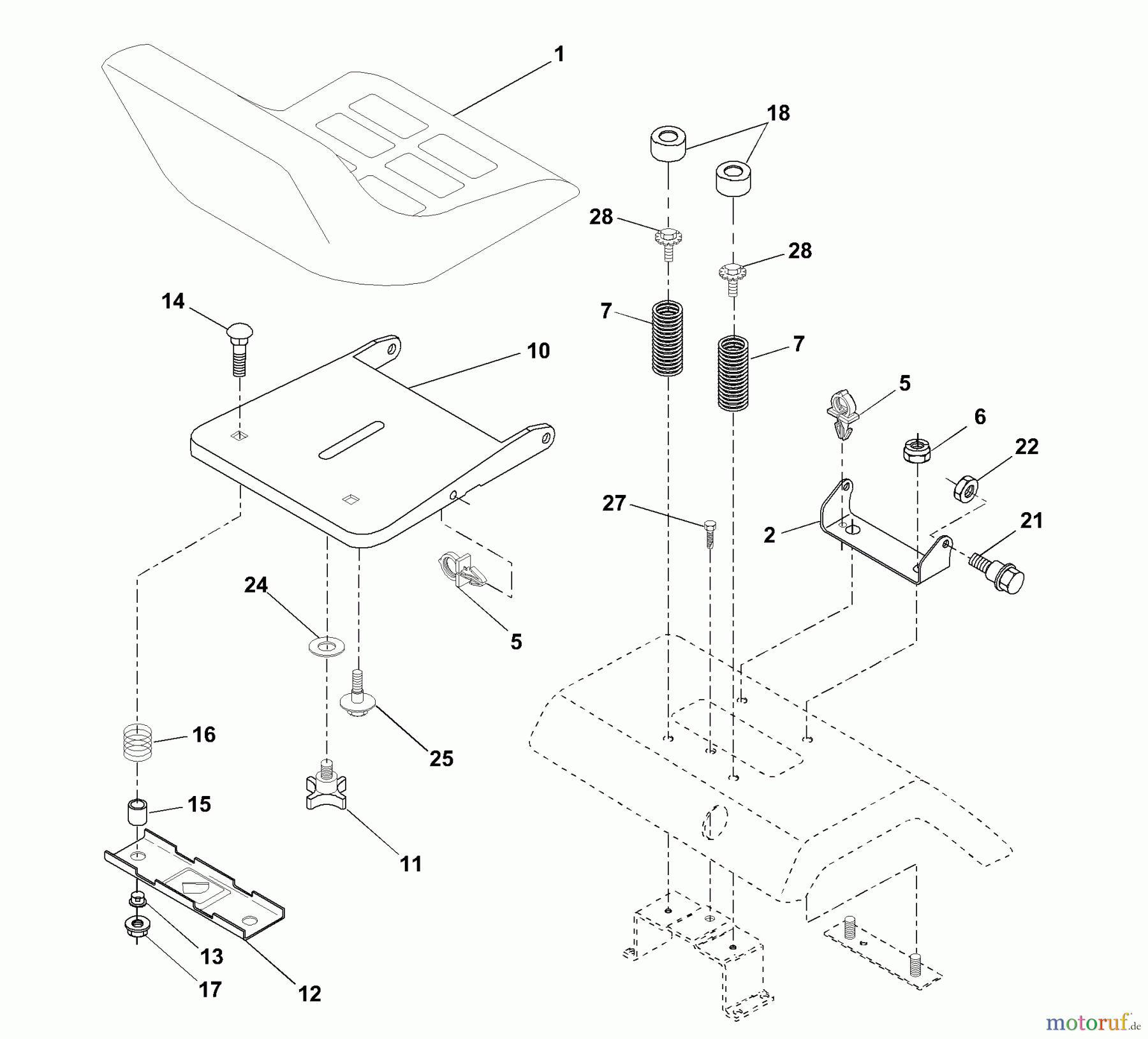 Husqvarna Rasen und Garten Traktoren YTH 180 (954830145B) - Husqvarna Yard Tractor (1996-03 & After) Seat Assembly