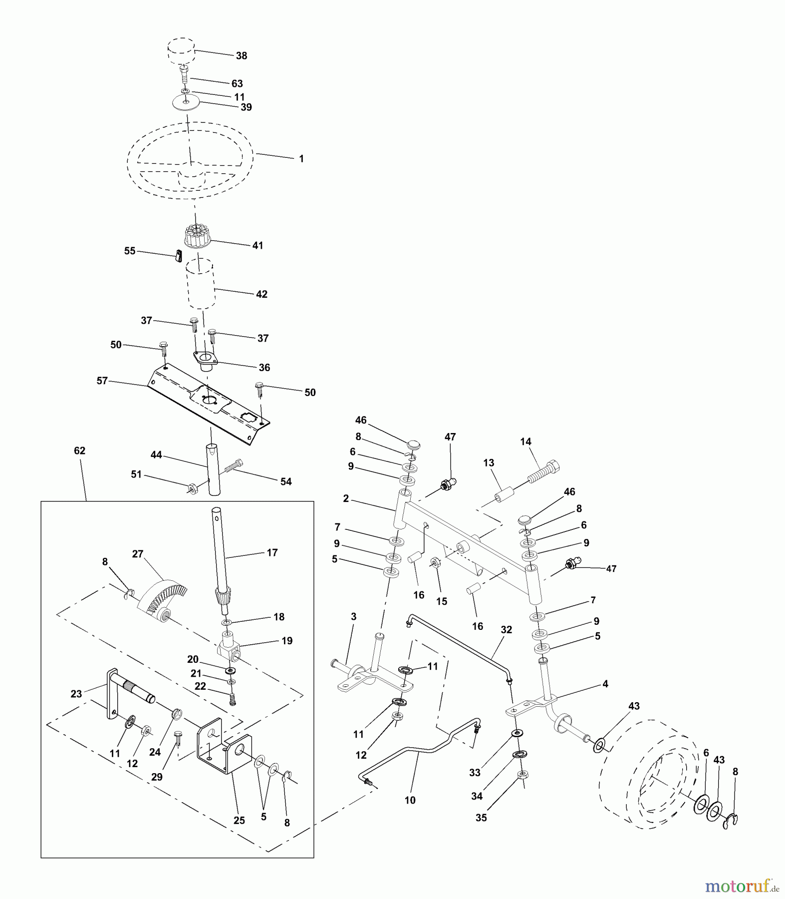Husqvarna Rasen und Garten Traktoren YTH 180 (954830145B) - Husqvarna Yard Tractor (1996-03 & After) Steering Assembly