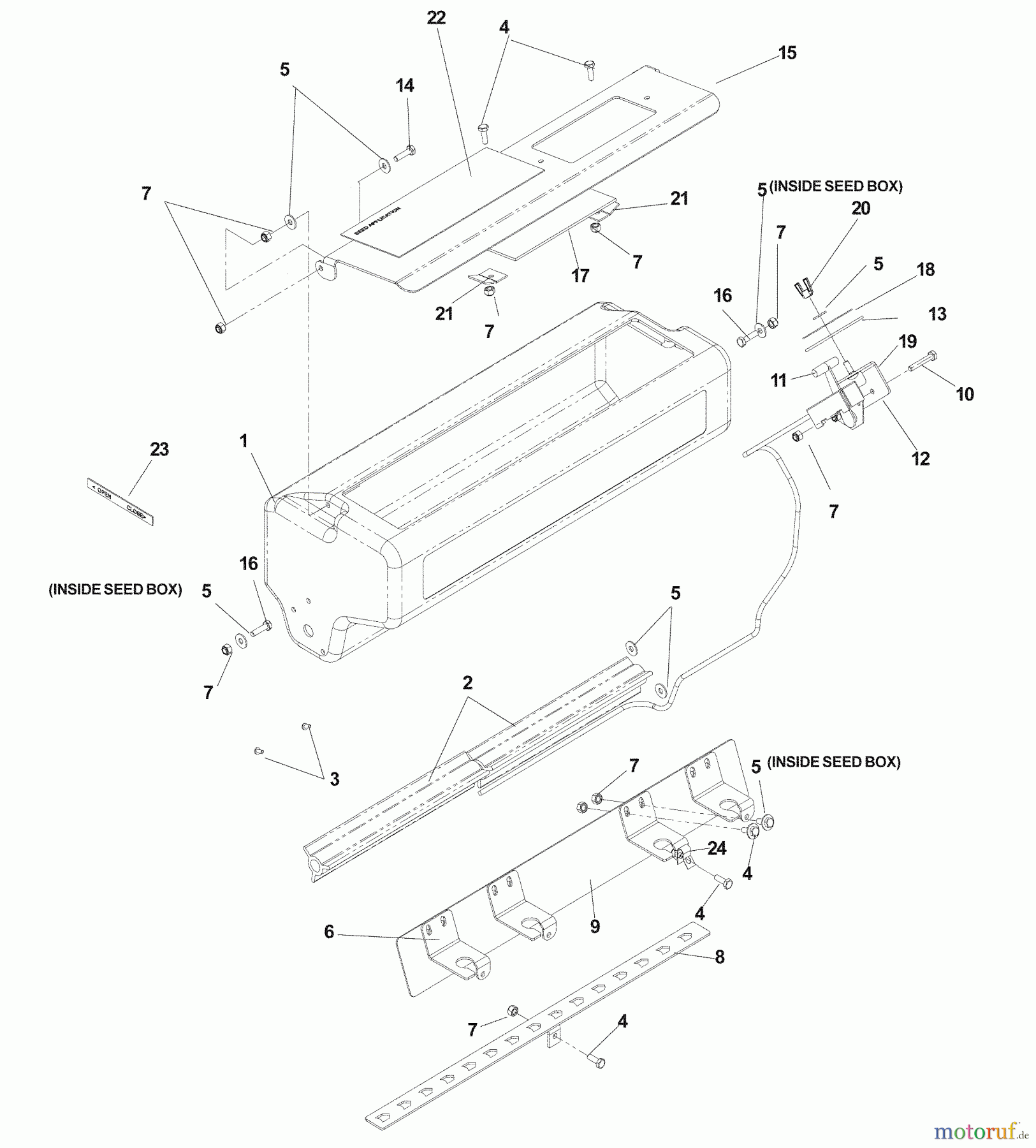 Husqvarna Belüfter / Vertikutierer / Rechen DT 22 BNR (968999367) - Husqvarna Dethatcher (2005-11 & After) Seeder Assembly