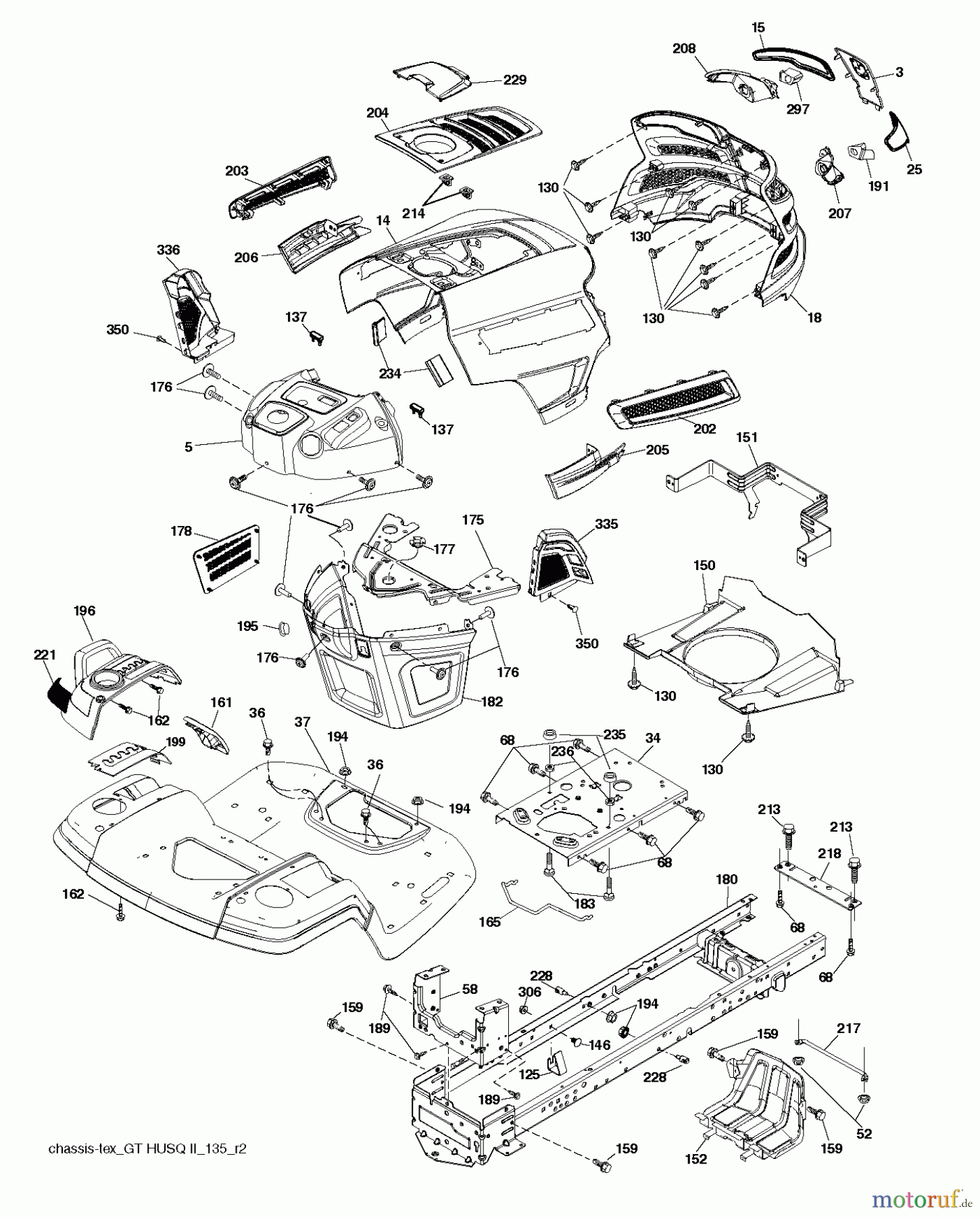 Husqvarna Rasen und Garten Traktoren YTH 184 T (96041034300) - Husqvarna Yard Tractor (2013-06) CHASSIS ENCLOSURES