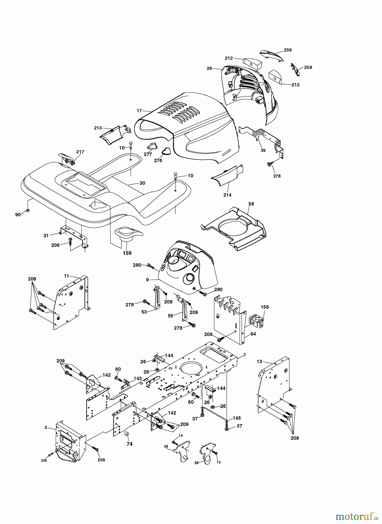 Husqvarna Rasen und Garten Traktoren YTH 1842 (96013000201) - Husqvarna Yard Tractor (2005-01 & After) Chassis