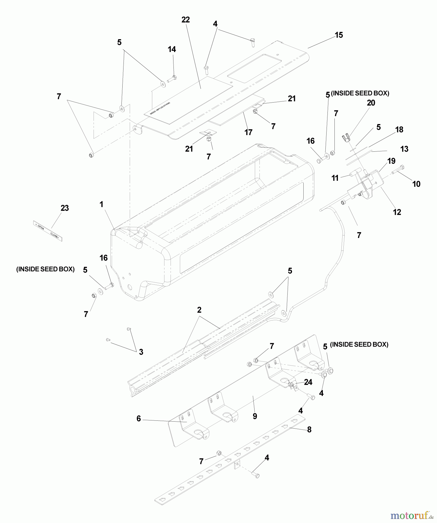 Husqvarna Belüfter / Vertikutierer / Rechen DT 22 HF (968999243) - Husqvarna Dethatcher (2005-07 & After) Seeder Assembly